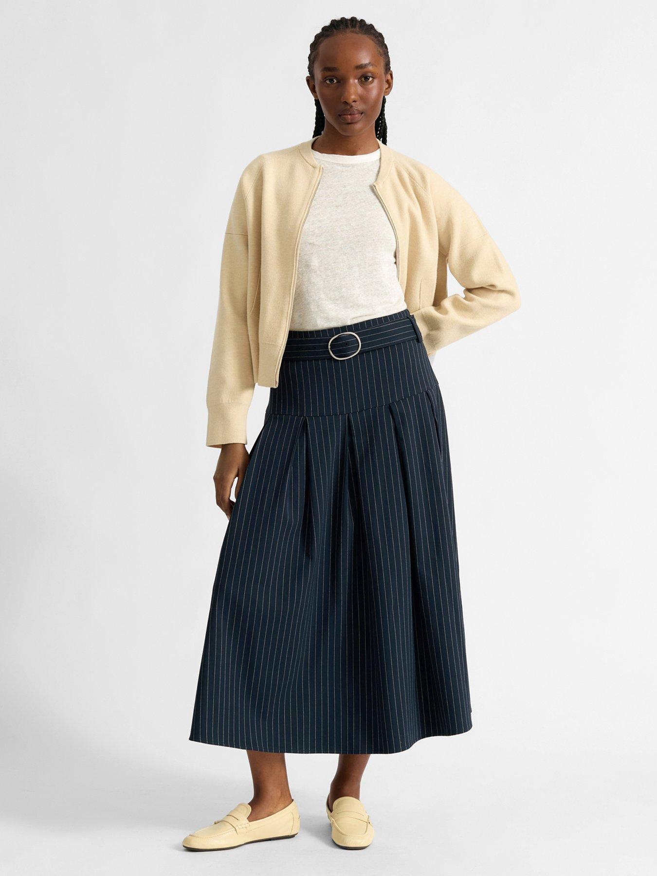 Albaray Pinstripe Midi Skirt - Blue