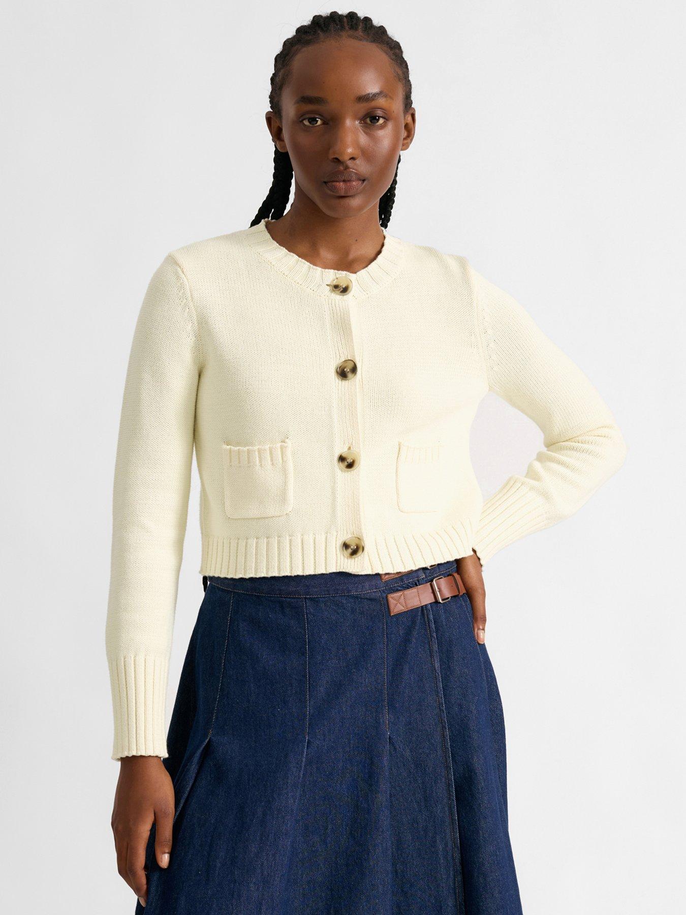 Albaray Cotton Cropped Cardigan - Cream