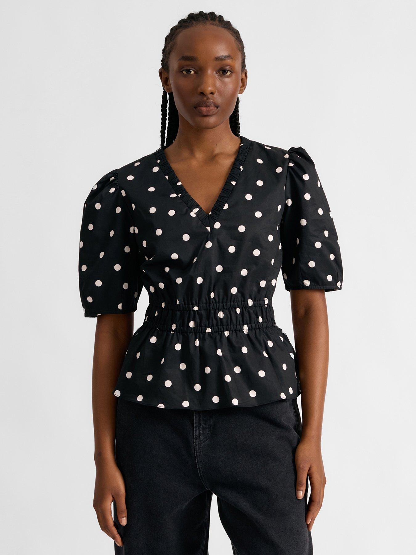 Image 1 of 4 of Albaray Large Spot Elastic Waist Top - Black