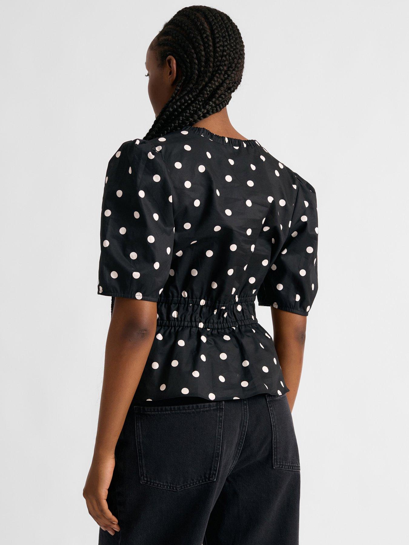 Image 2 of 4 of Albaray Large Spot Elastic Waist Top - Black