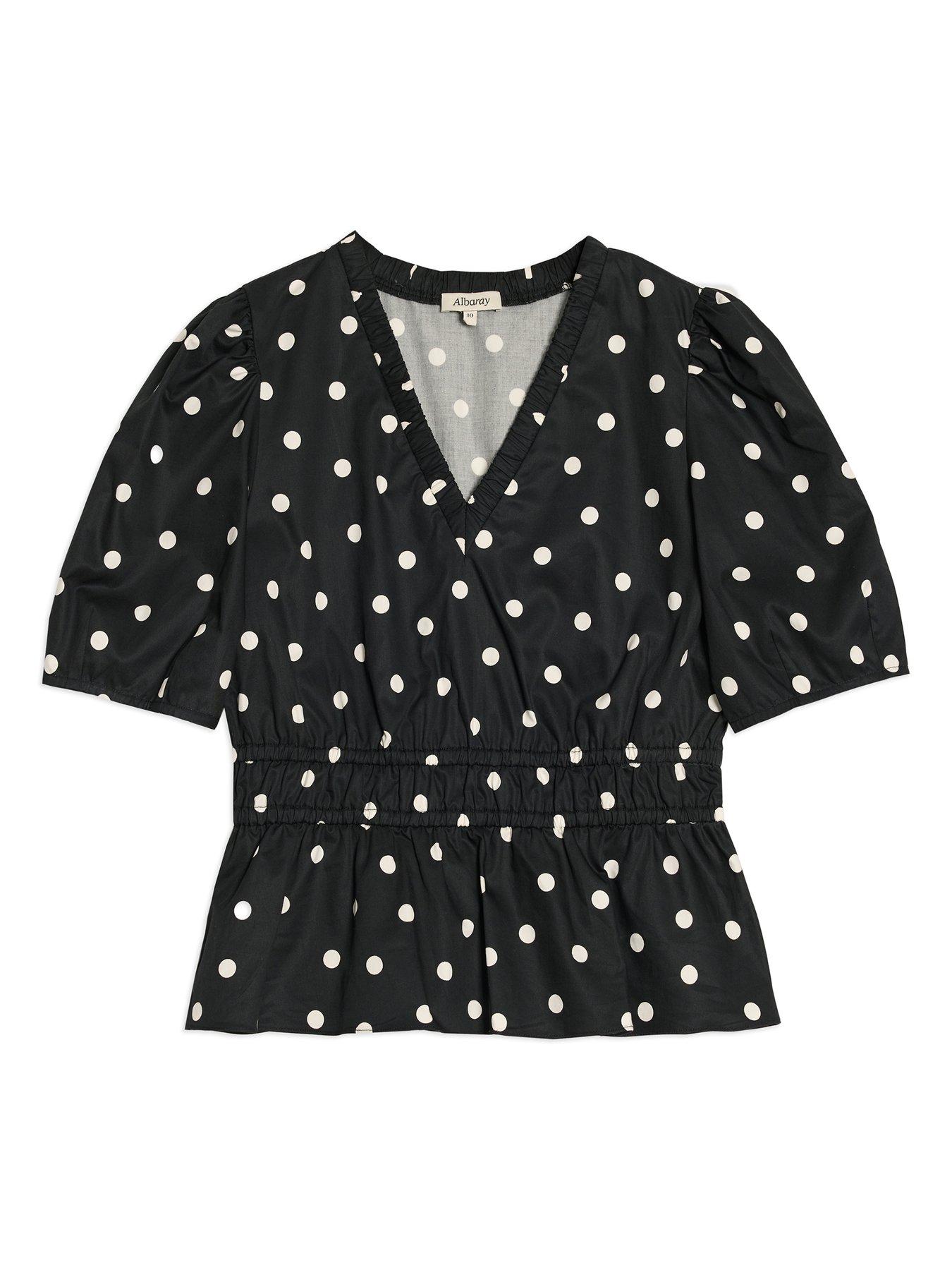 Image 4 of 4 of Albaray Large Spot Elastic Waist Top - Black