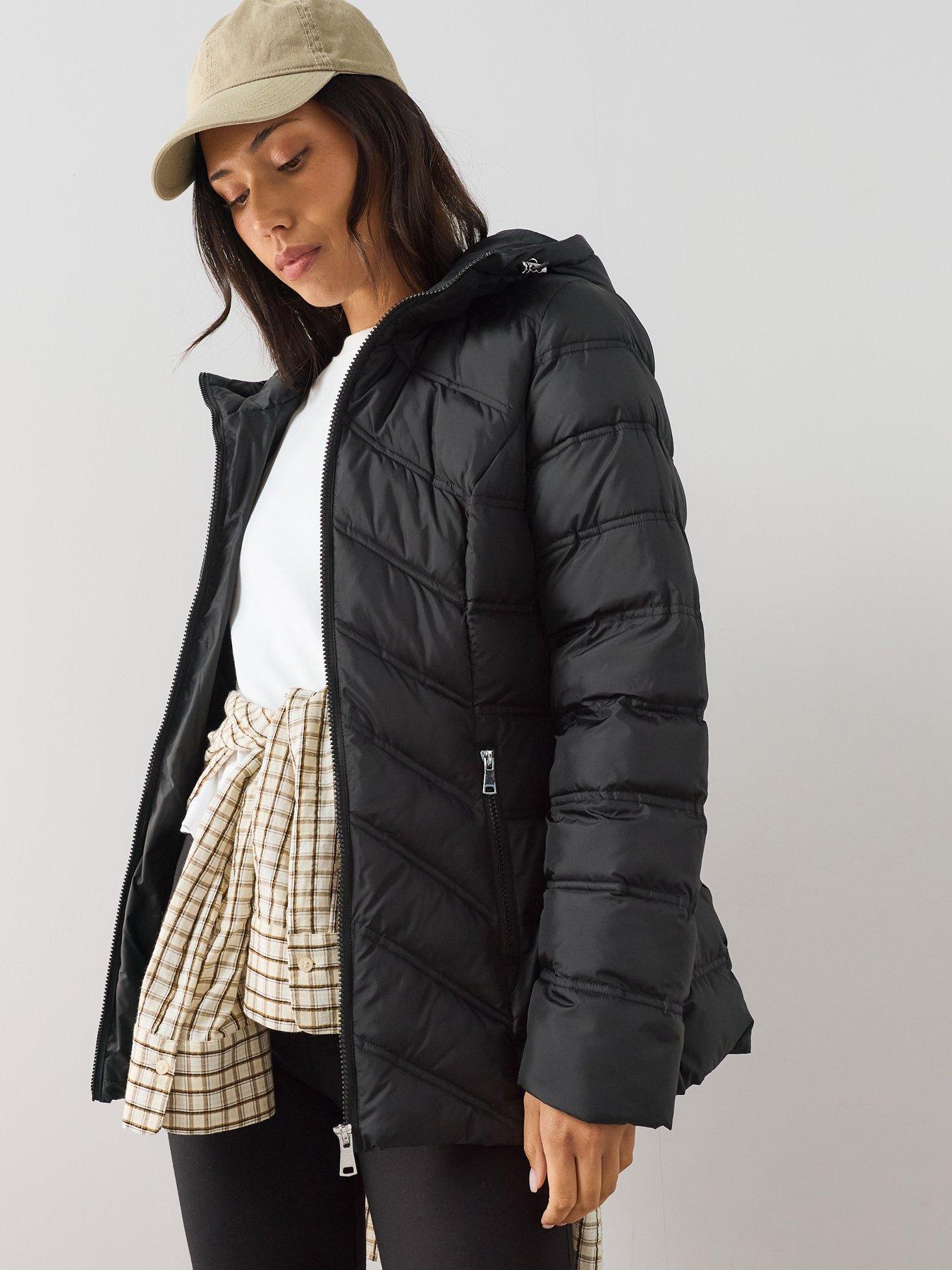 Image 1 of 7 of The Very Collection Short Sorona Wadded Coat - Black