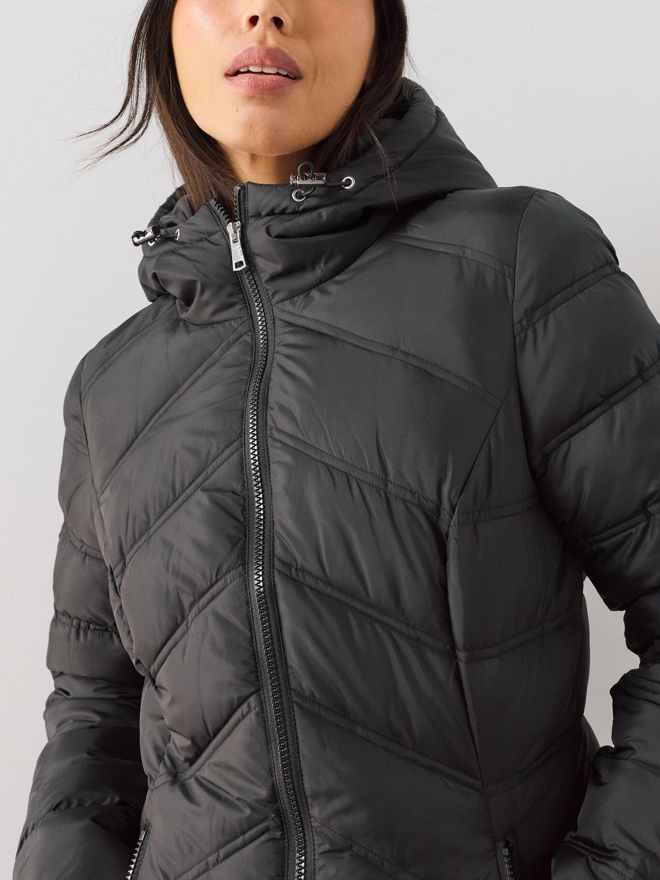 Image 4 of 7 of The Very Collection Short Sorona Wadded Coat - Black