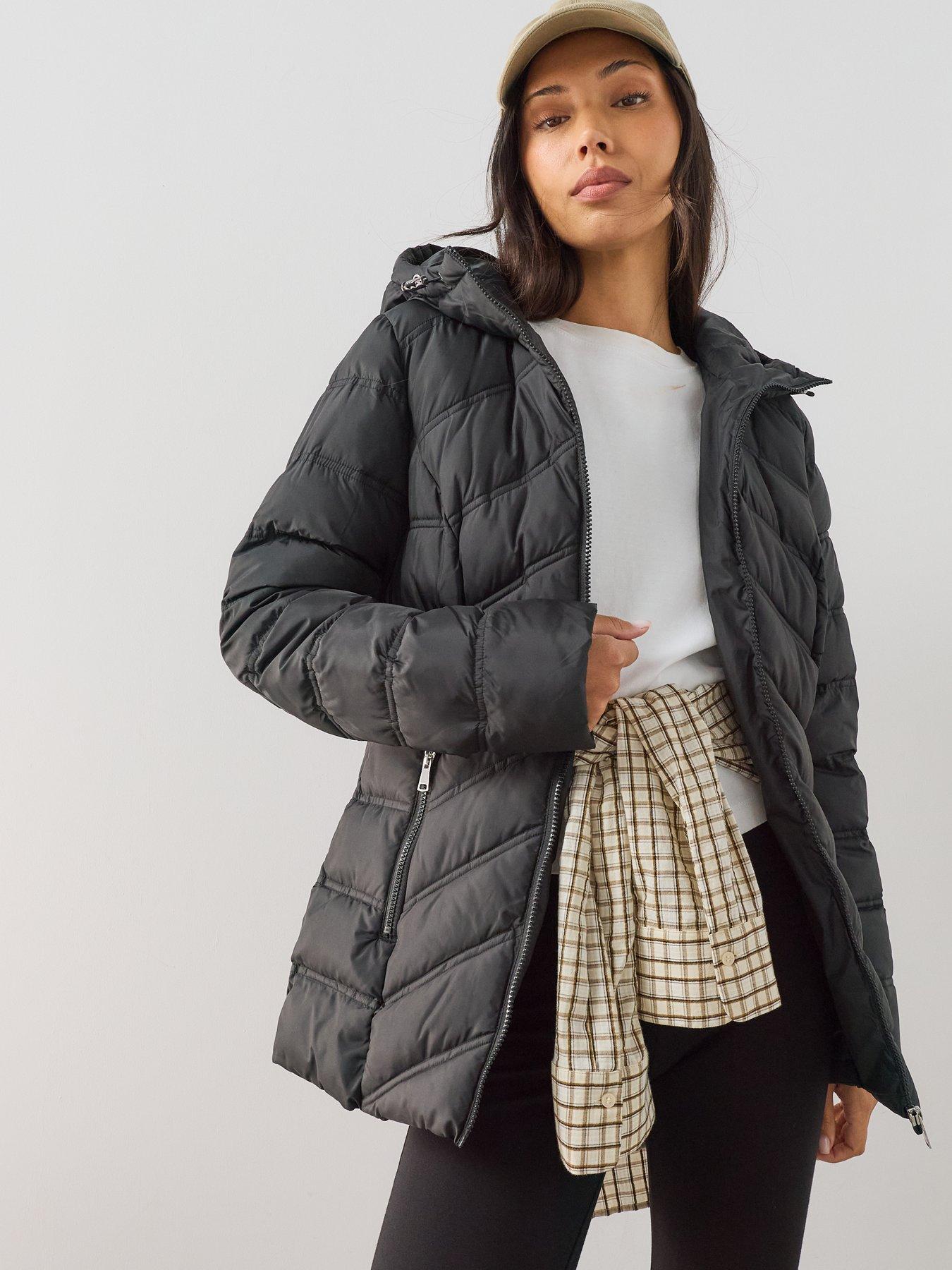 Image 6 of 7 of The Very Collection Short Sorona Wadded Coat - Black