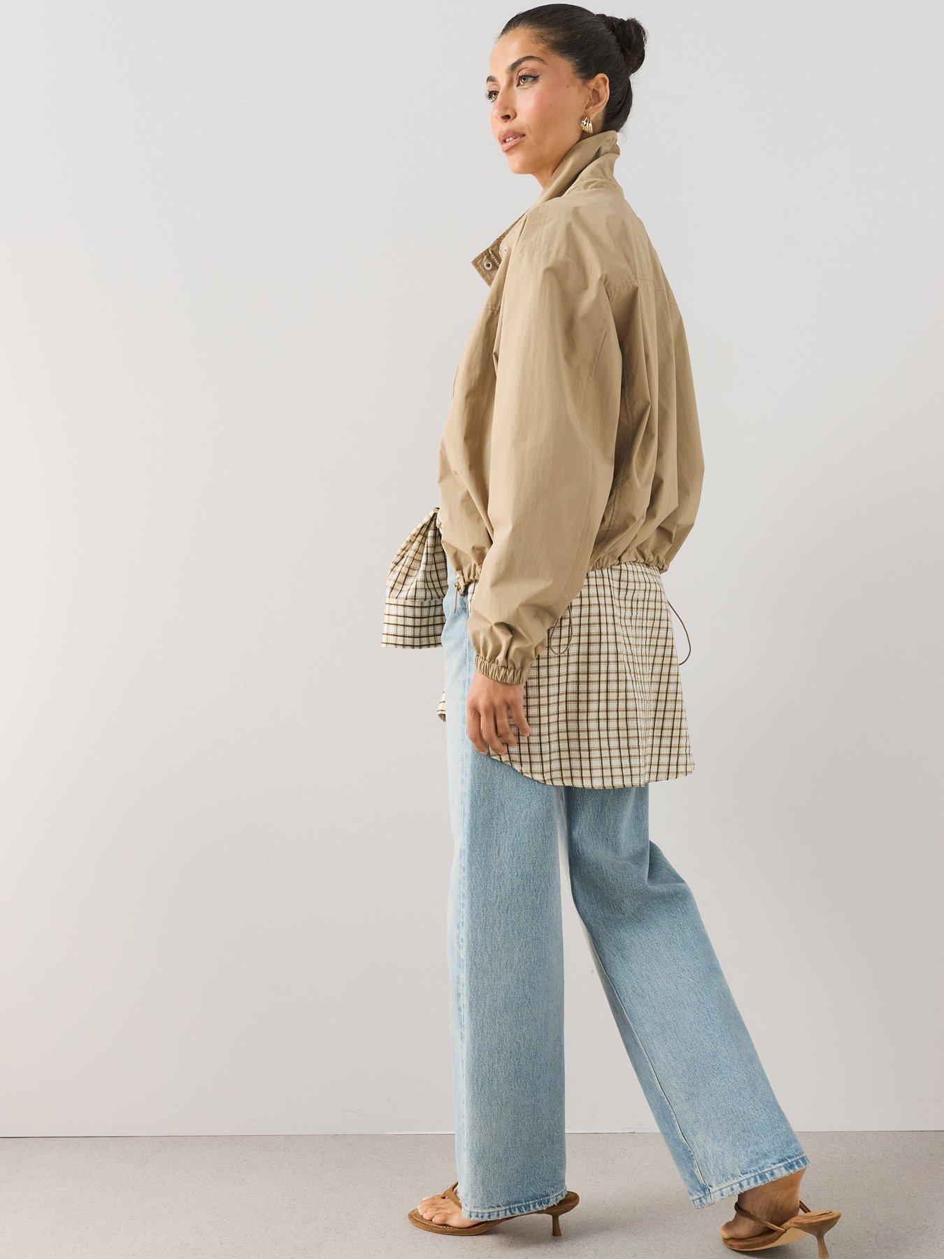 Image 2 of 7 of The Very Collection Water Resistant Funnel Neck Jacket - Light Beige
