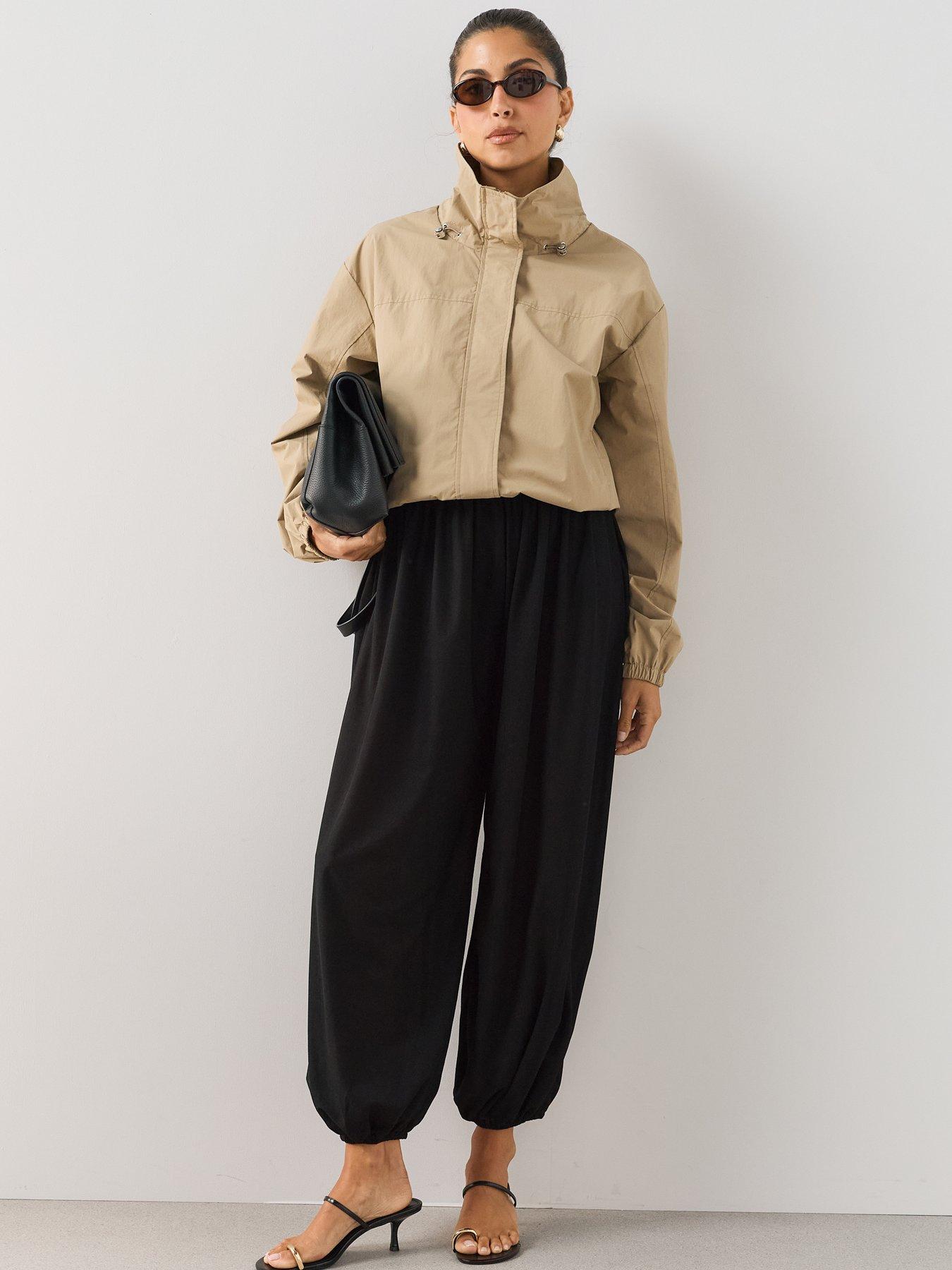 Image 4 of 7 of The Very Collection Water Resistant Funnel Neck Jacket - Light Beige