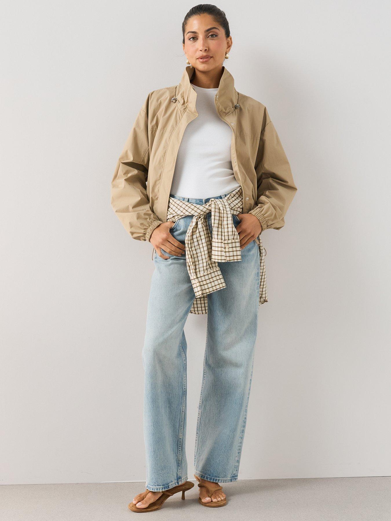 Image 5 of 7 of The Very Collection Water Resistant Funnel Neck Jacket - Light Beige