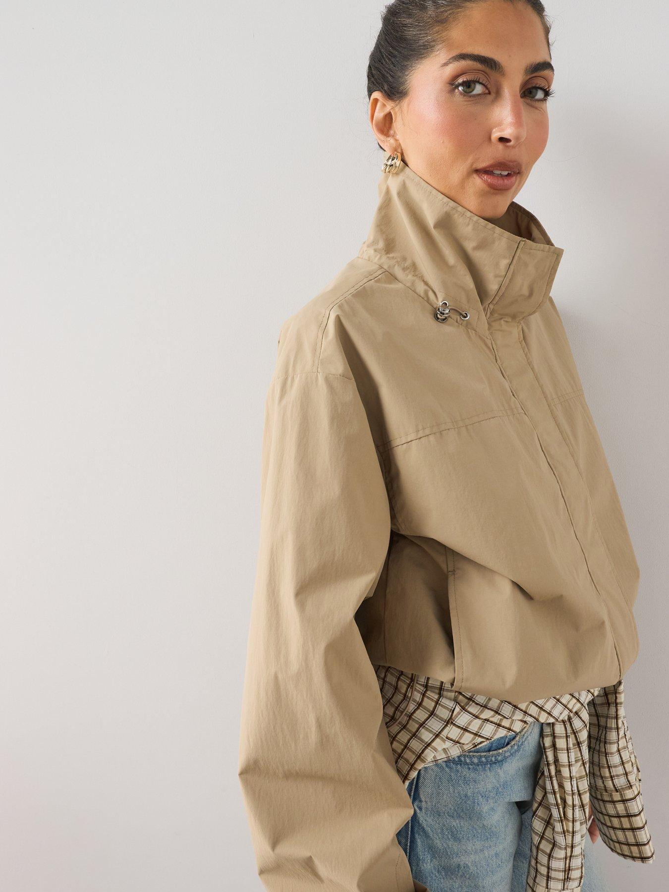 Image 6 of 7 of The Very Collection Water Resistant Funnel Neck Jacket - Light Beige