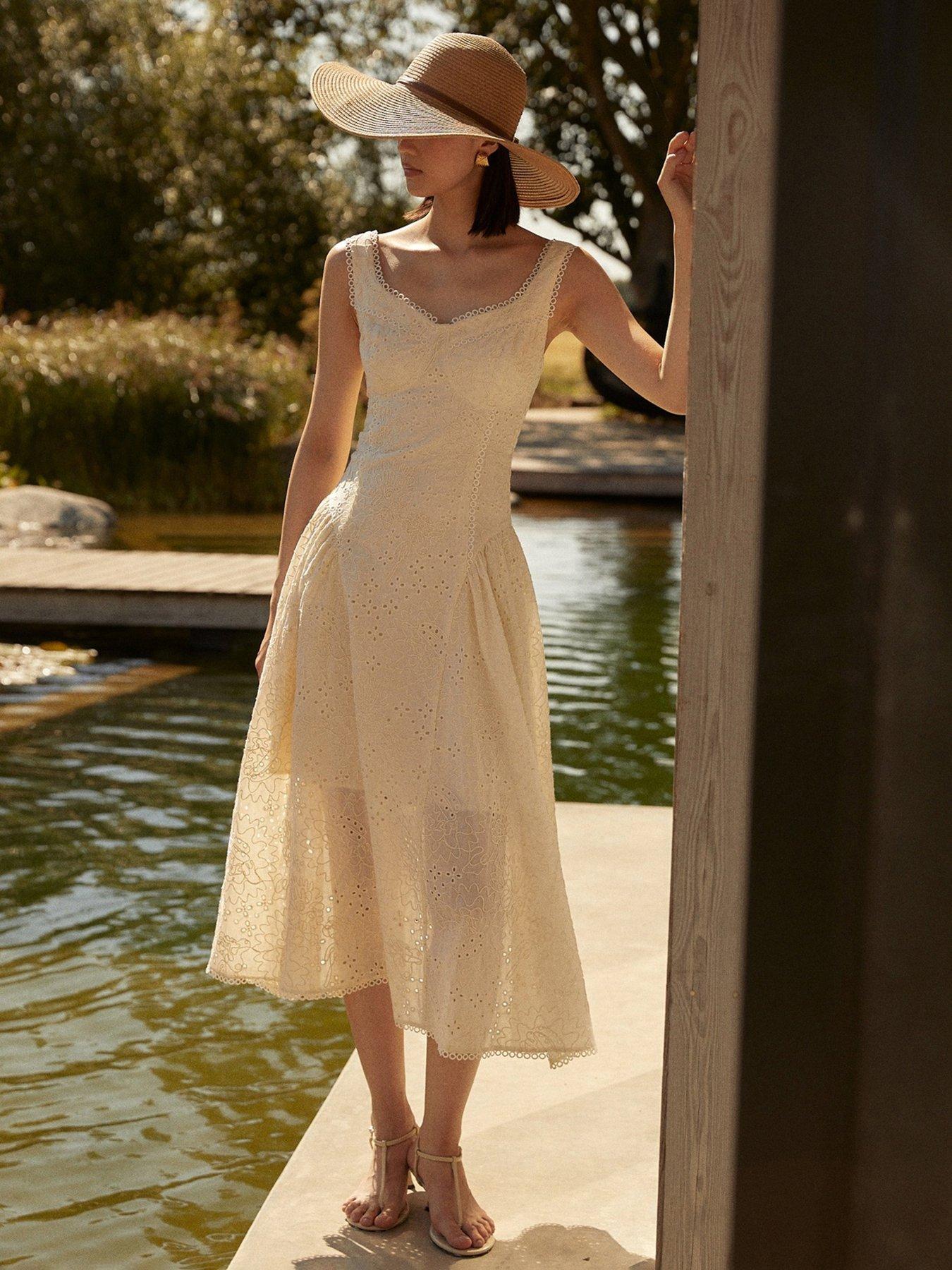 Jovonna London Nerida Embroidered Dress - Beige