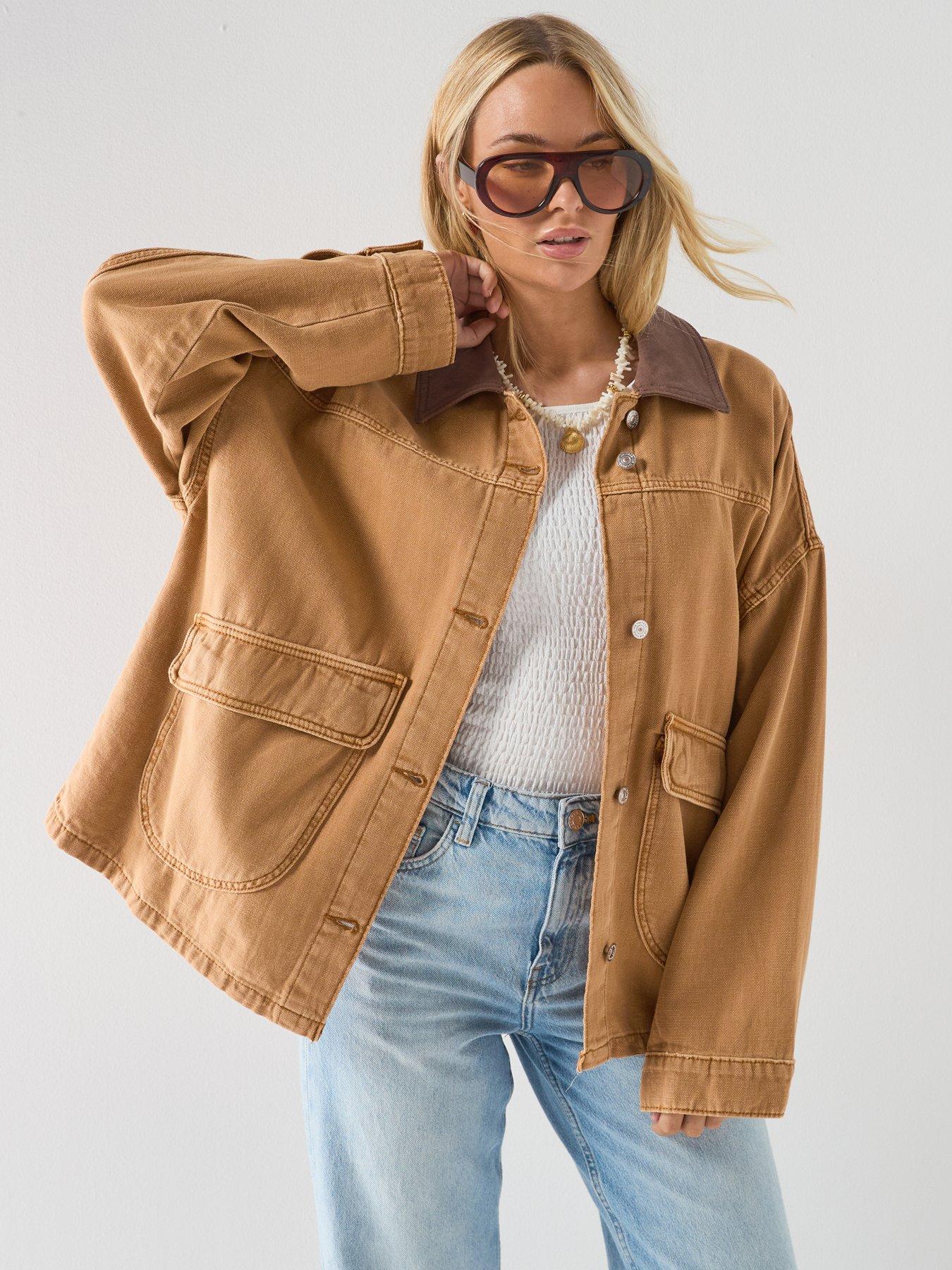 ジャケット・アウター BEIGE X DENIM OVERSIZED coat J.K.T FREE PEOPLE Lemon Denim Jacket - Beige | Very