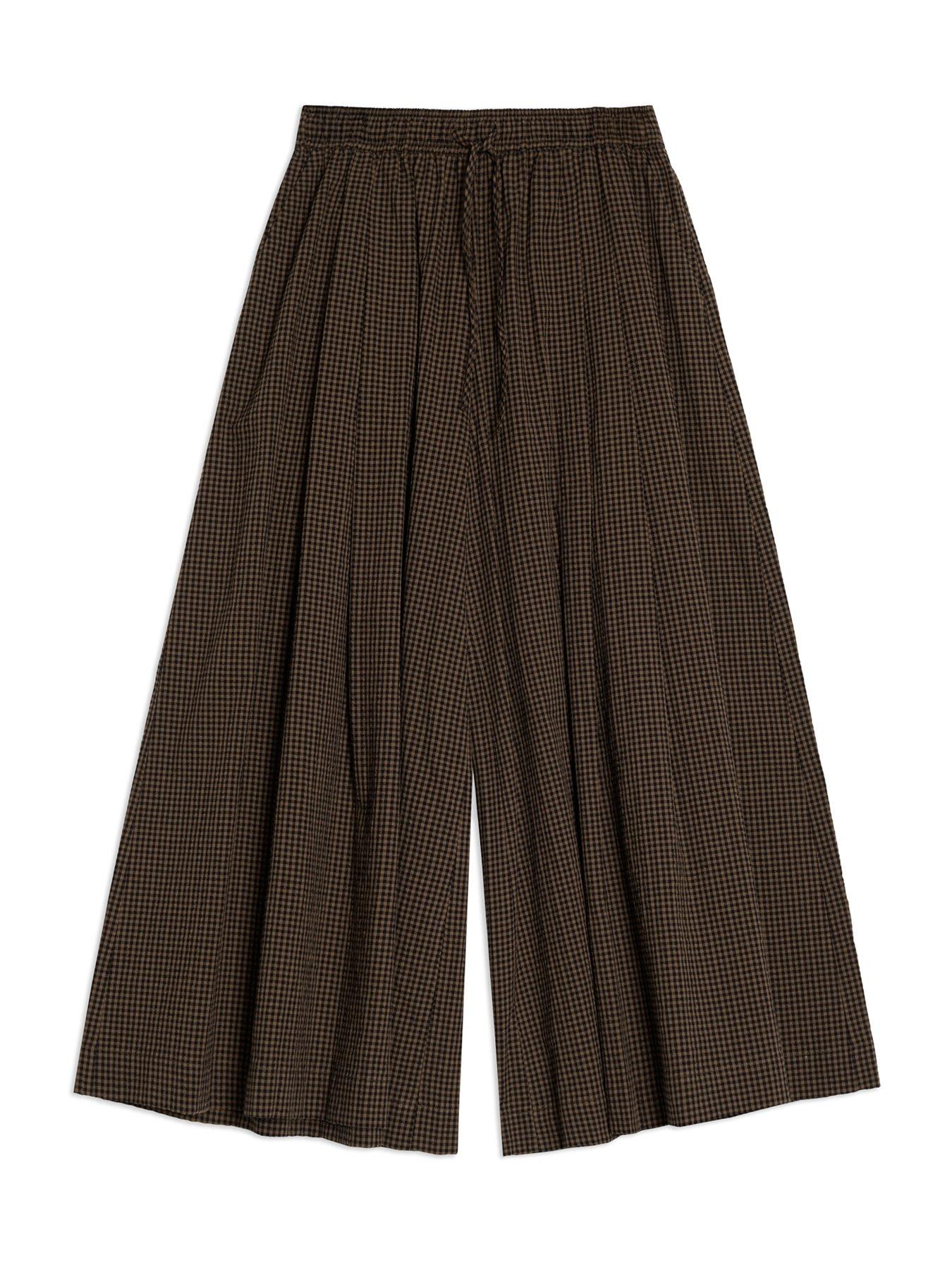 Image 4 of 4 of Albaray Gingham Wide Leg Culottes - Brown