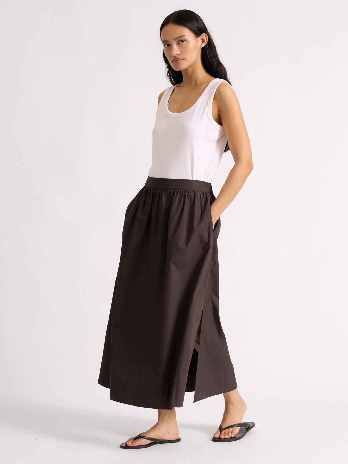 Albaray: Cotton Full Skirt - Brown