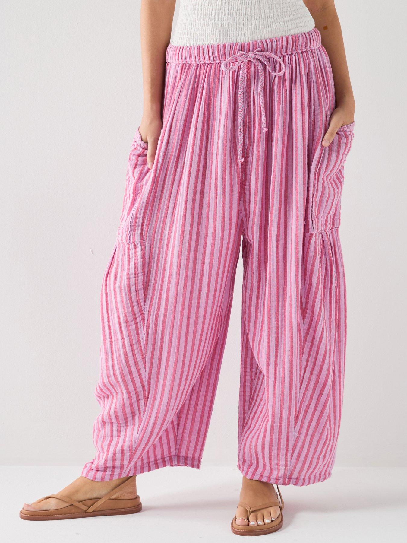 FREE PEOPLE Striped Quinn Pant - Pink