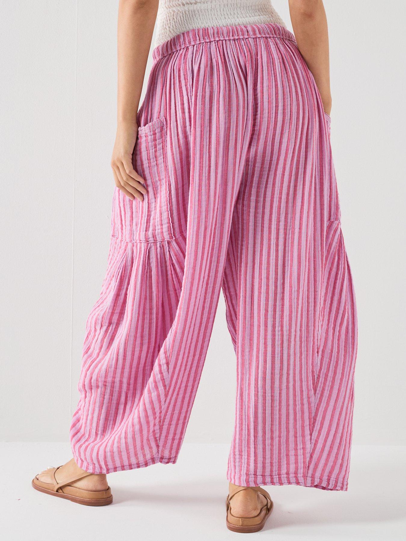 Image 2 of 6 of FREE PEOPLE Striped Quinn Pant - Pink