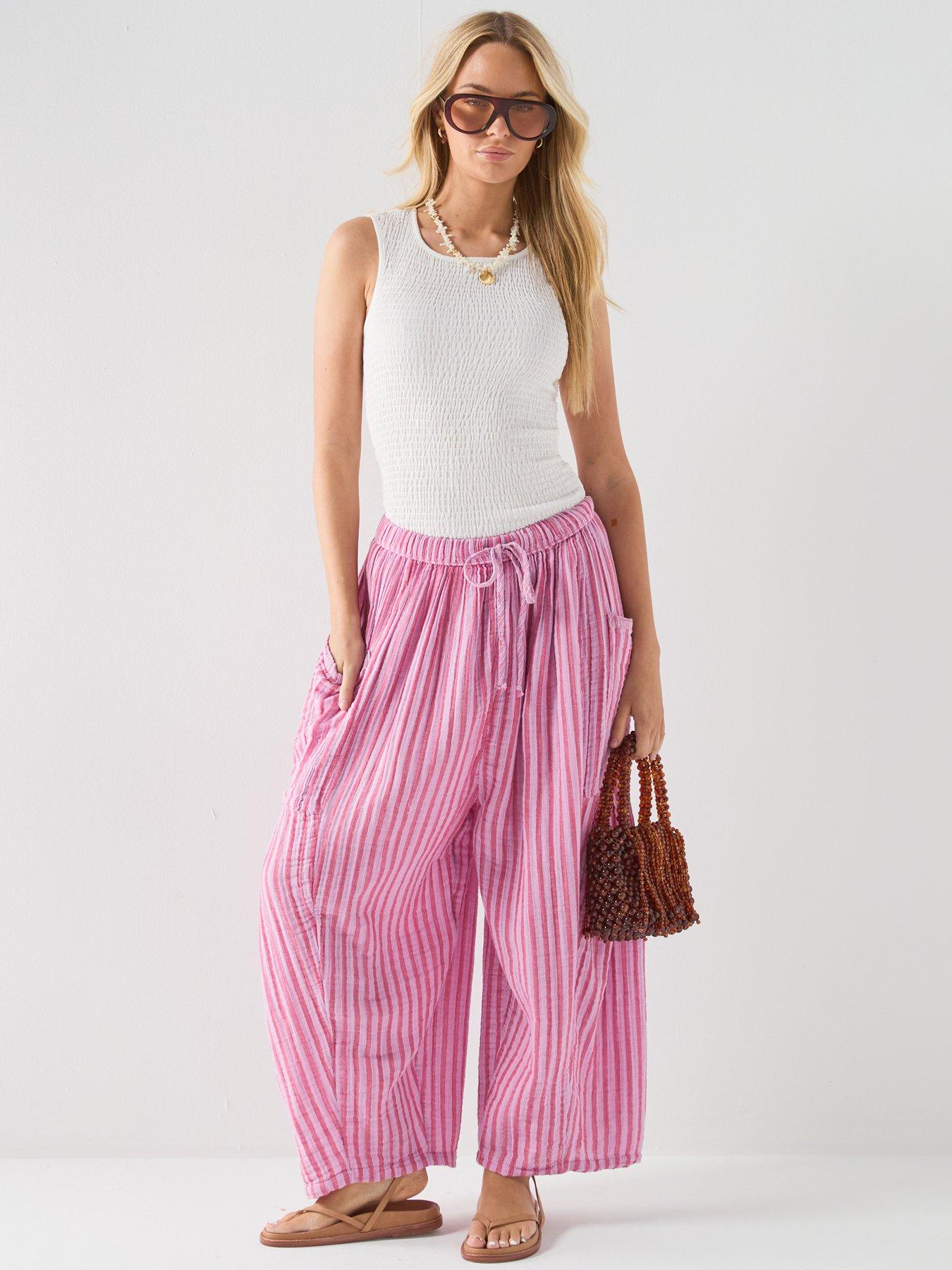 Image 3 of 6 of FREE PEOPLE Striped Quinn Pant - Pink