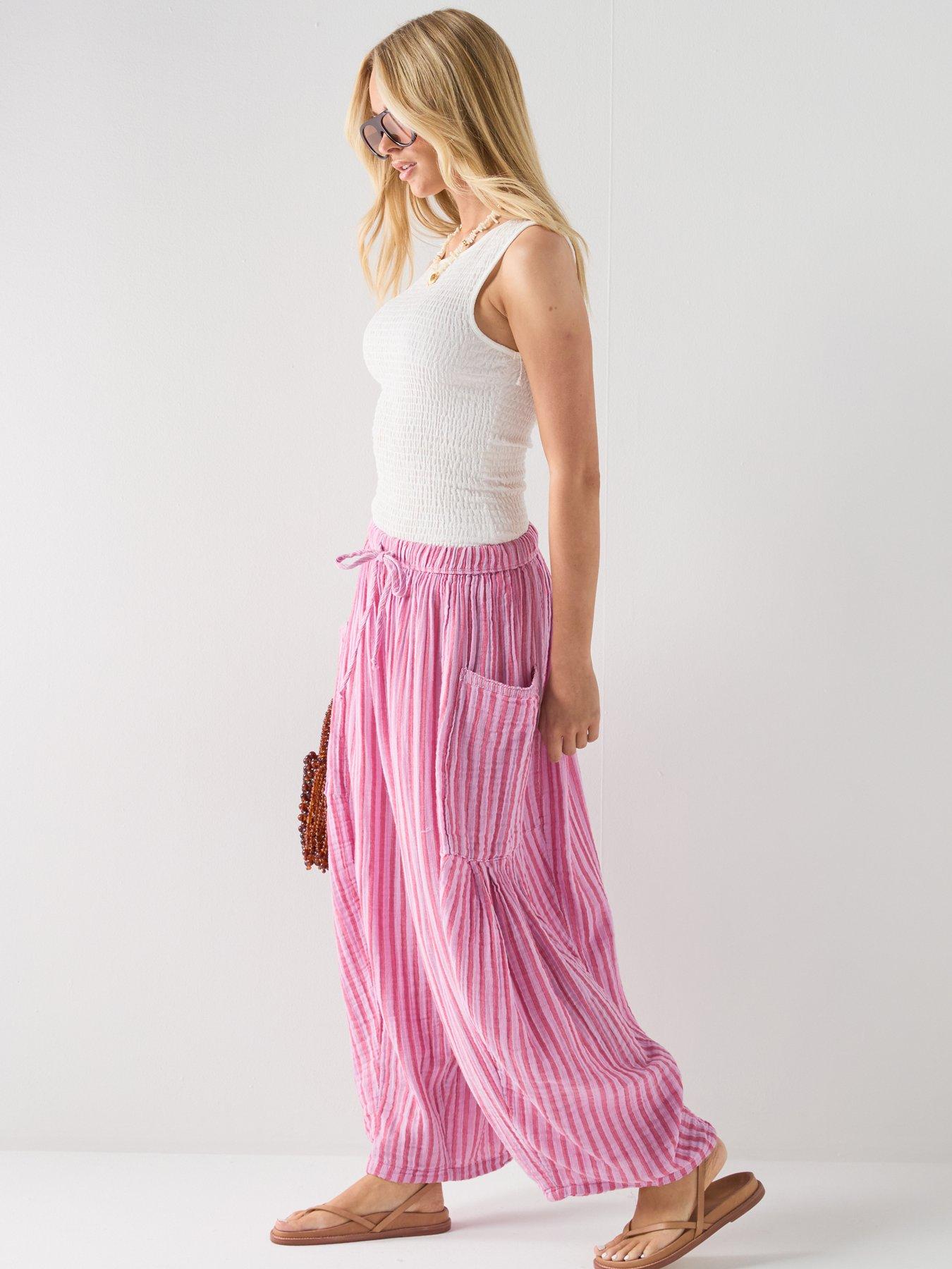 Image 4 of 6 of FREE PEOPLE Striped Quinn Pant - Pink