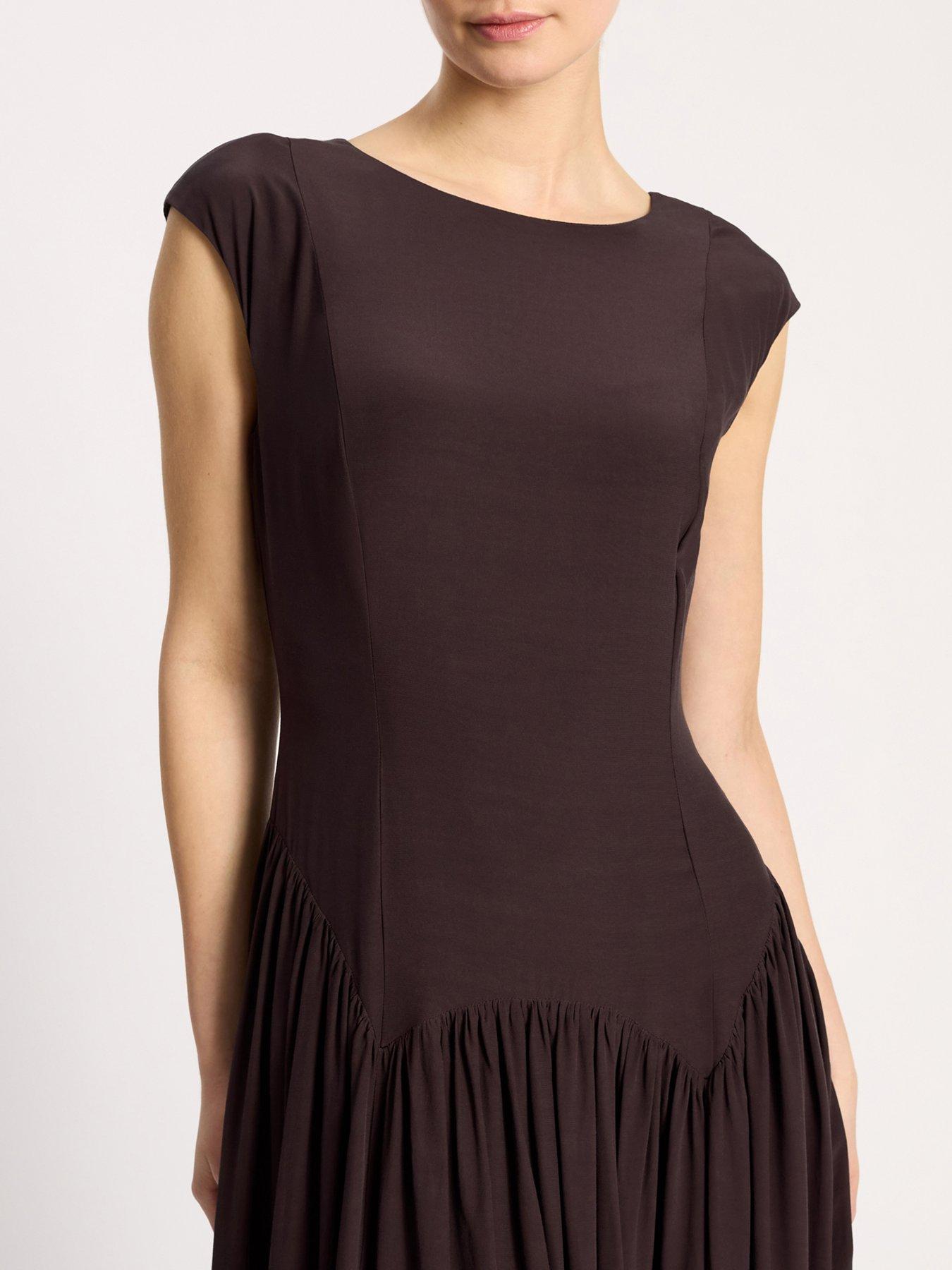 Image 3 of 6 of Albaray Dipped Drop Waist Maxi Dress - Brown