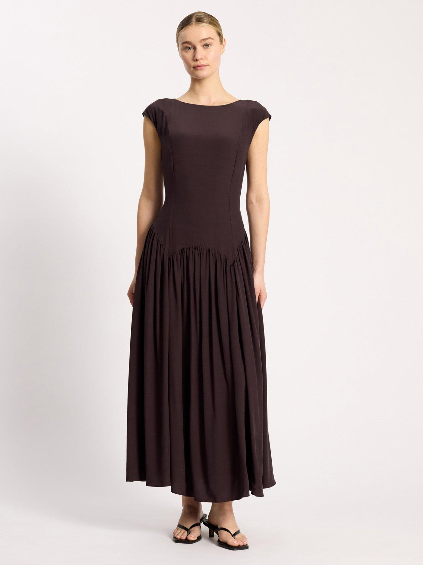 Image 5 of 6 of Albaray Dipped Drop Waist Maxi Dress - Brown