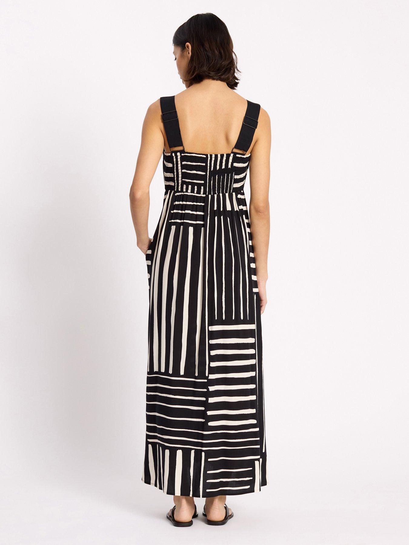 Image 2 of 6 of Albaray Iconic Patchwork Stripe Dress - Black/Cream
