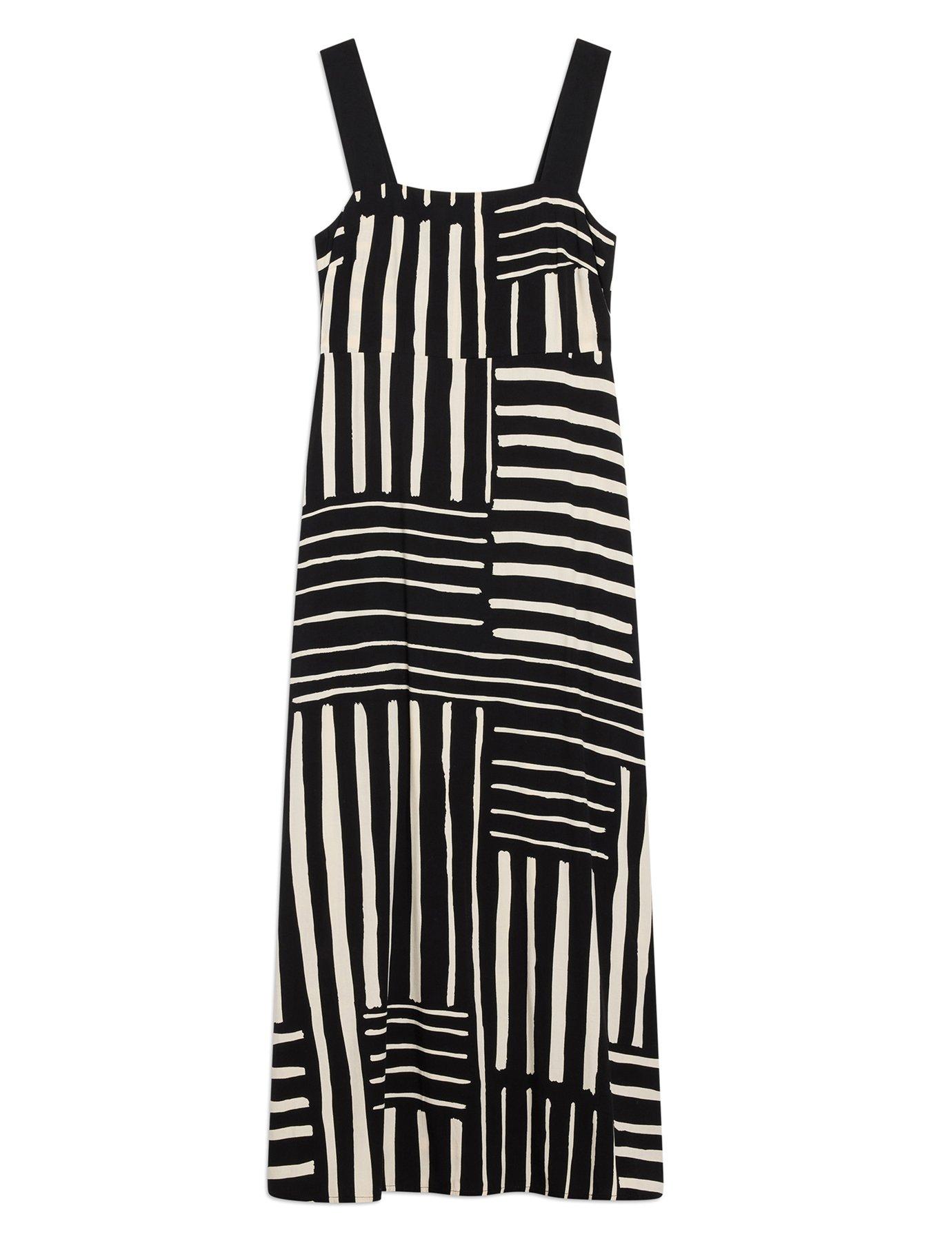 Image 6 of 6 of Albaray Iconic Patchwork Stripe Dress - Black/Cream