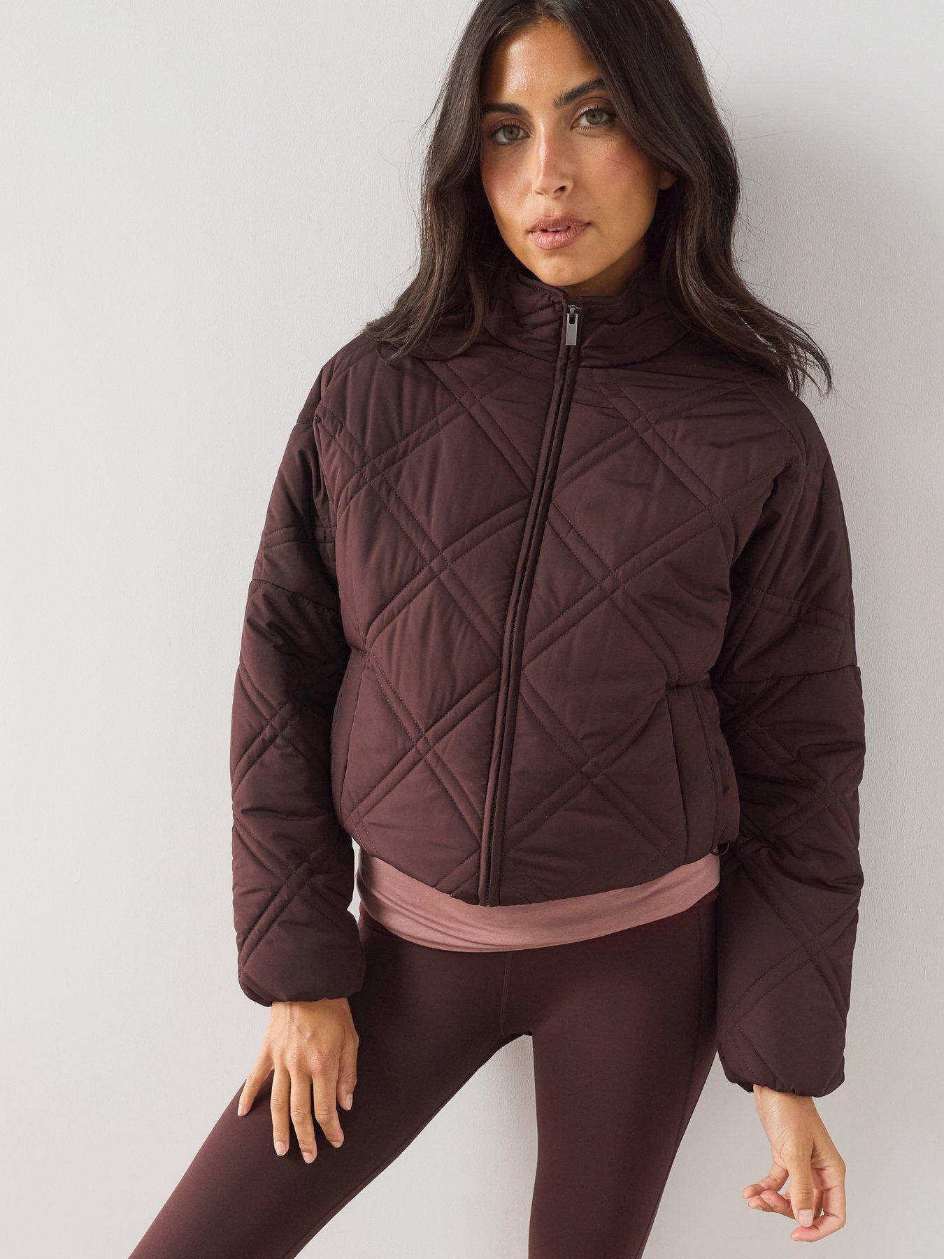 Image 1 of 7 of The Very Collection Quilted Bomber Jacket - Dark Cherry