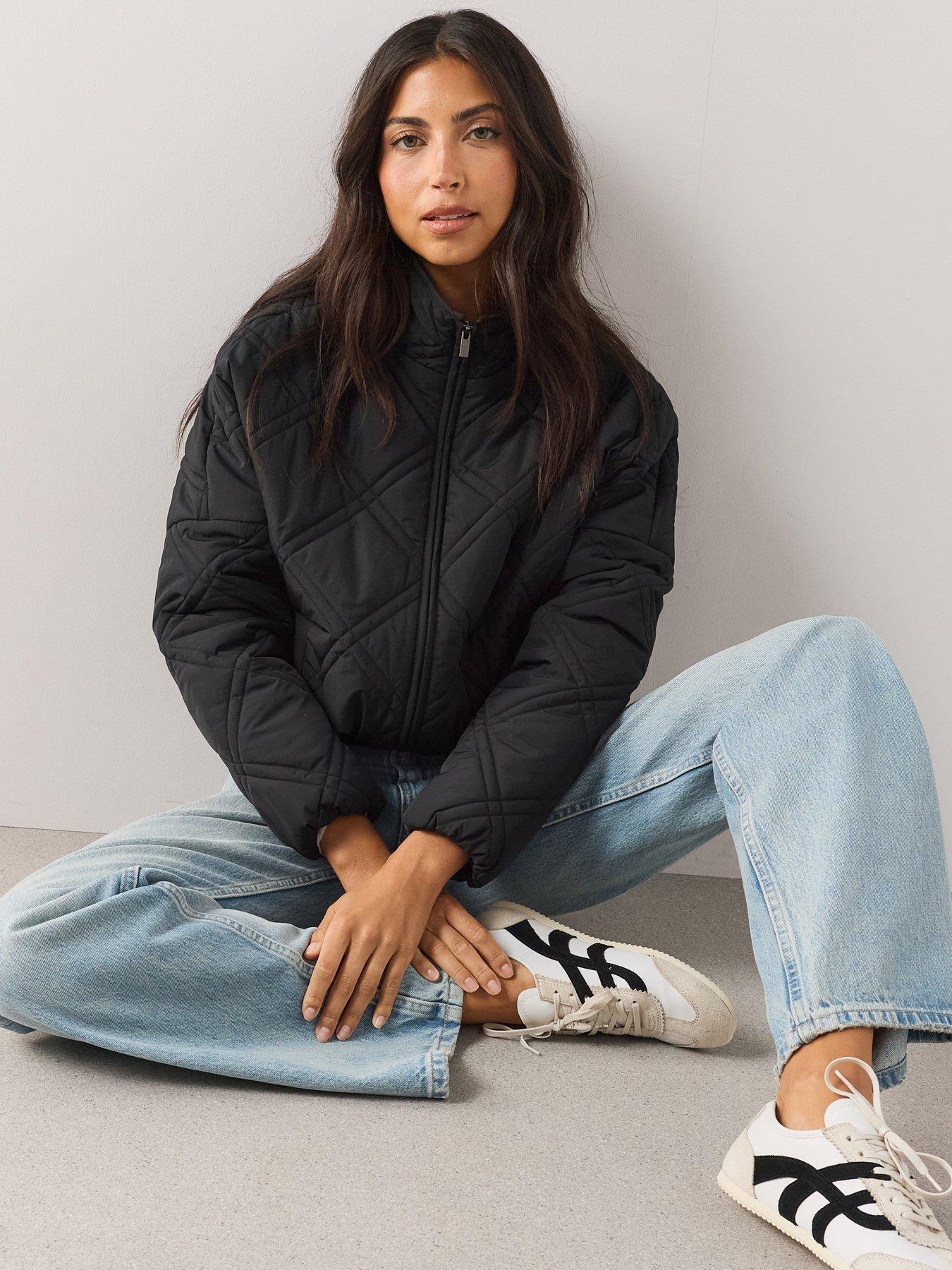 Image 1 of 7 of The Very Collection Quilted Bomber Jacket - Black