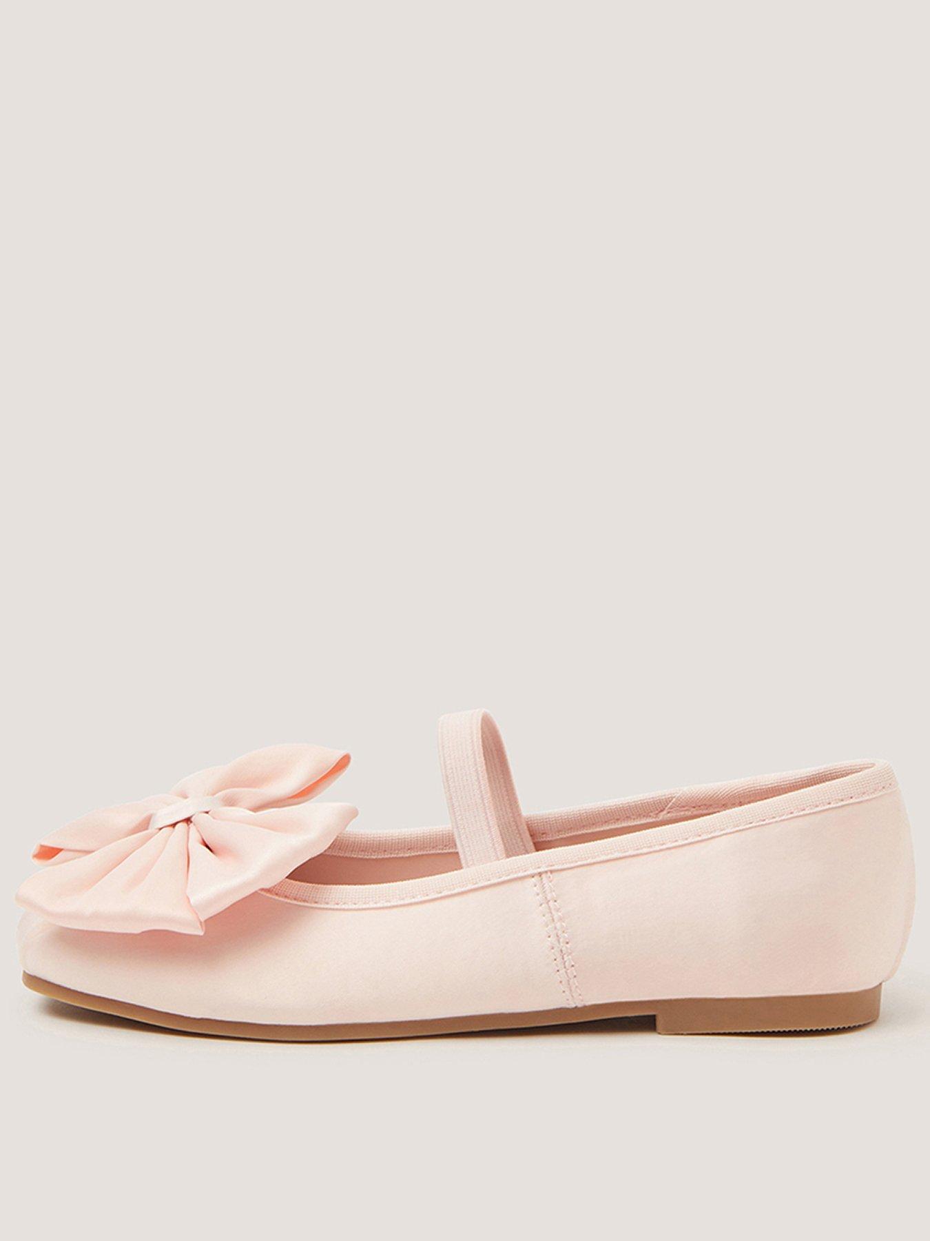 Monsoon Girls Super Bow Satin Ballerina Shoes - Pink
