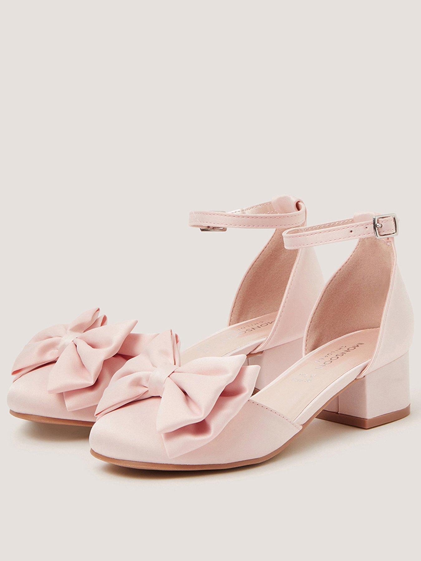 Monsoon Girls Super Bow Satin 2 Part Heel Shoes - Pink