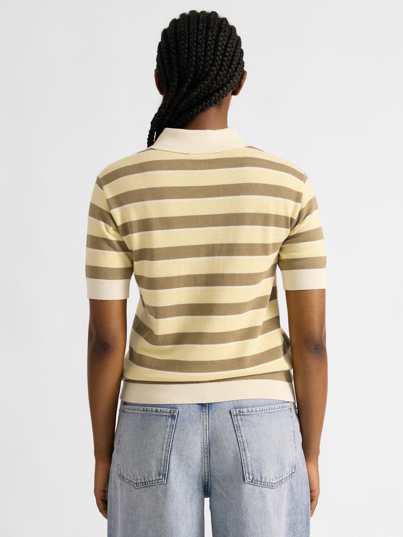 Image 3 of 5 of Albaray Lemon &amp; Camel Stripe Polo - Yellow