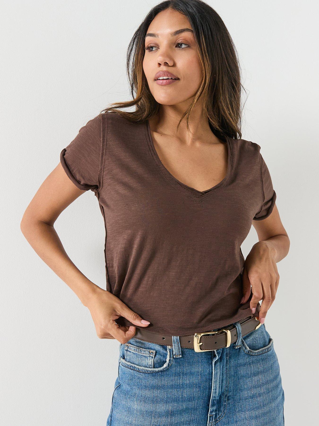 Image 6 of 6 of FREE PEOPLE Take 2 T-Shirt - Brown