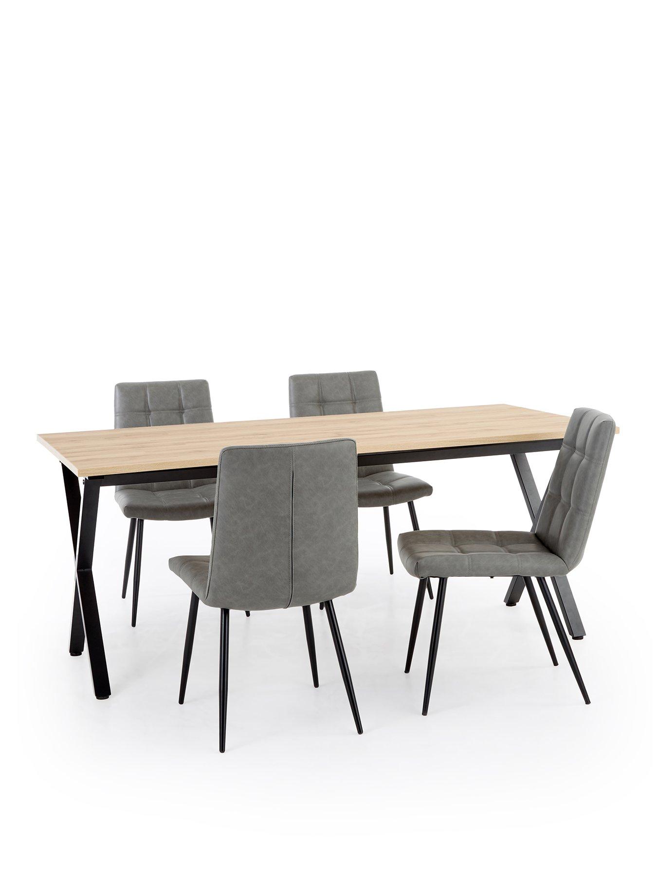 Image 2 of 4 of The Very Collection Harlem 180cm Light Oak Dining Table &amp; Harlem Grey Dining Chairs