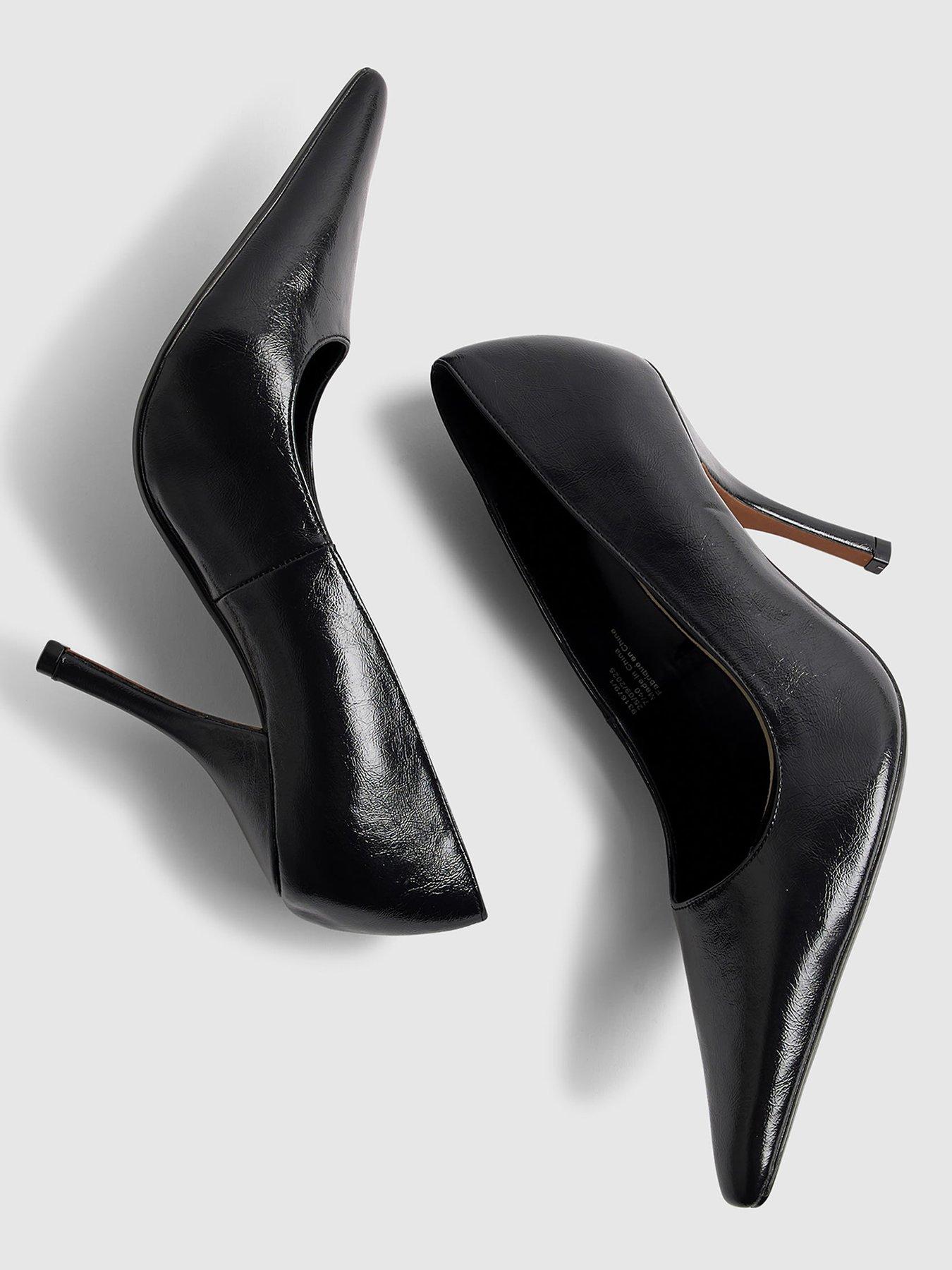 Image 4 of 5 of River Island Long Chisel Toe Court Heels - Black