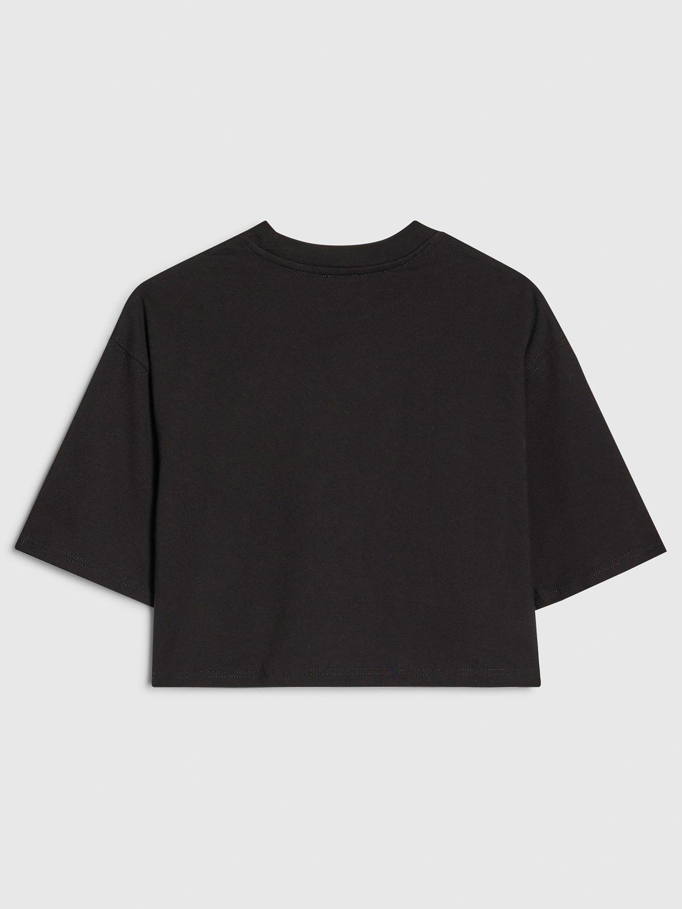 Image 2 of 4 of River Island Older Girls Gonna Be Golden Crop T-Shirt - Black