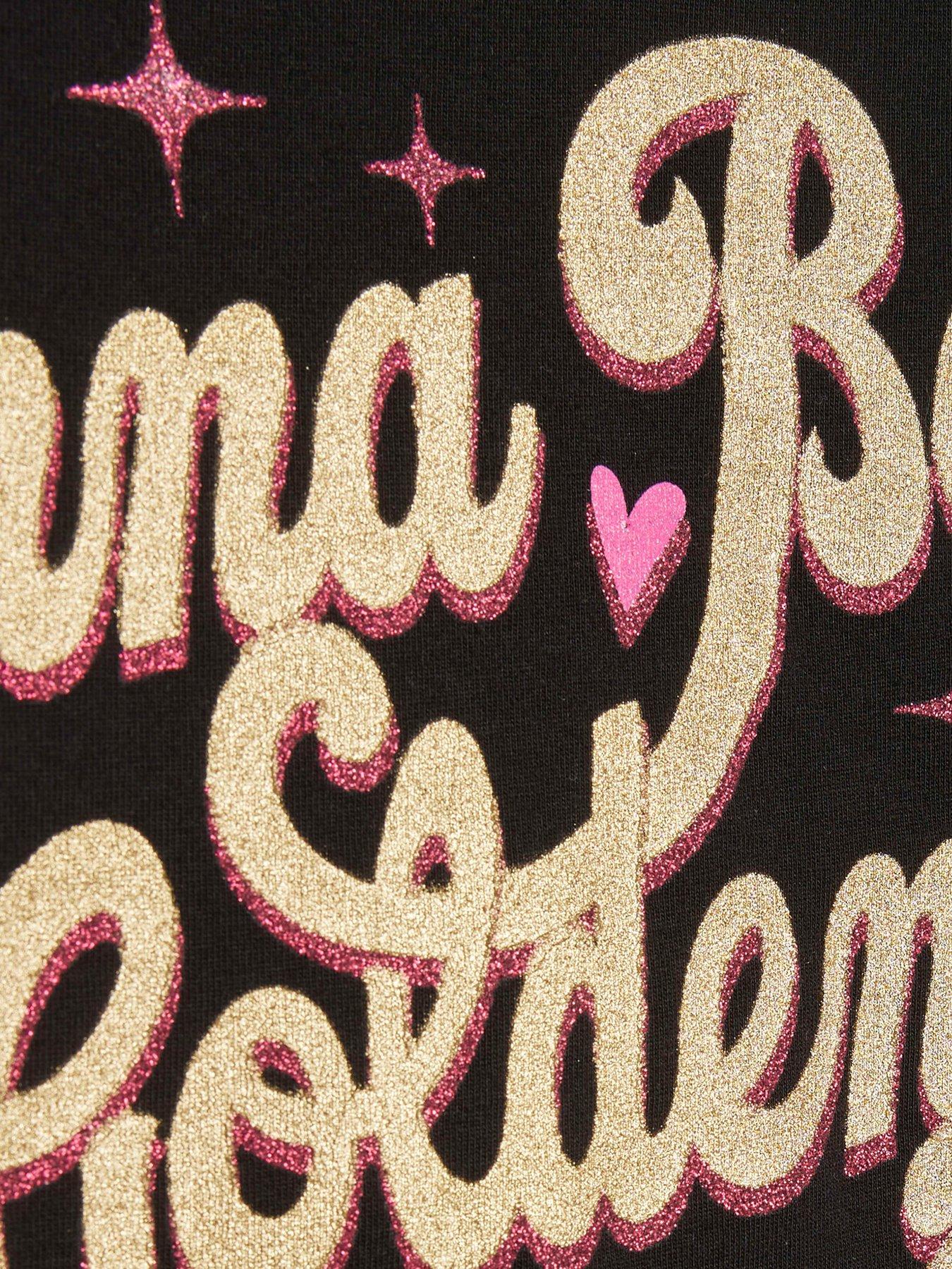 Image 4 of 4 of River Island Older Girls Gonna Be Golden Crop T-Shirt - Black