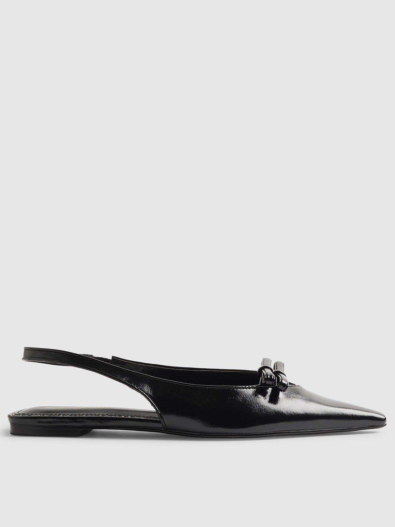 River Island Double Bow Sling Bk Flat - Black