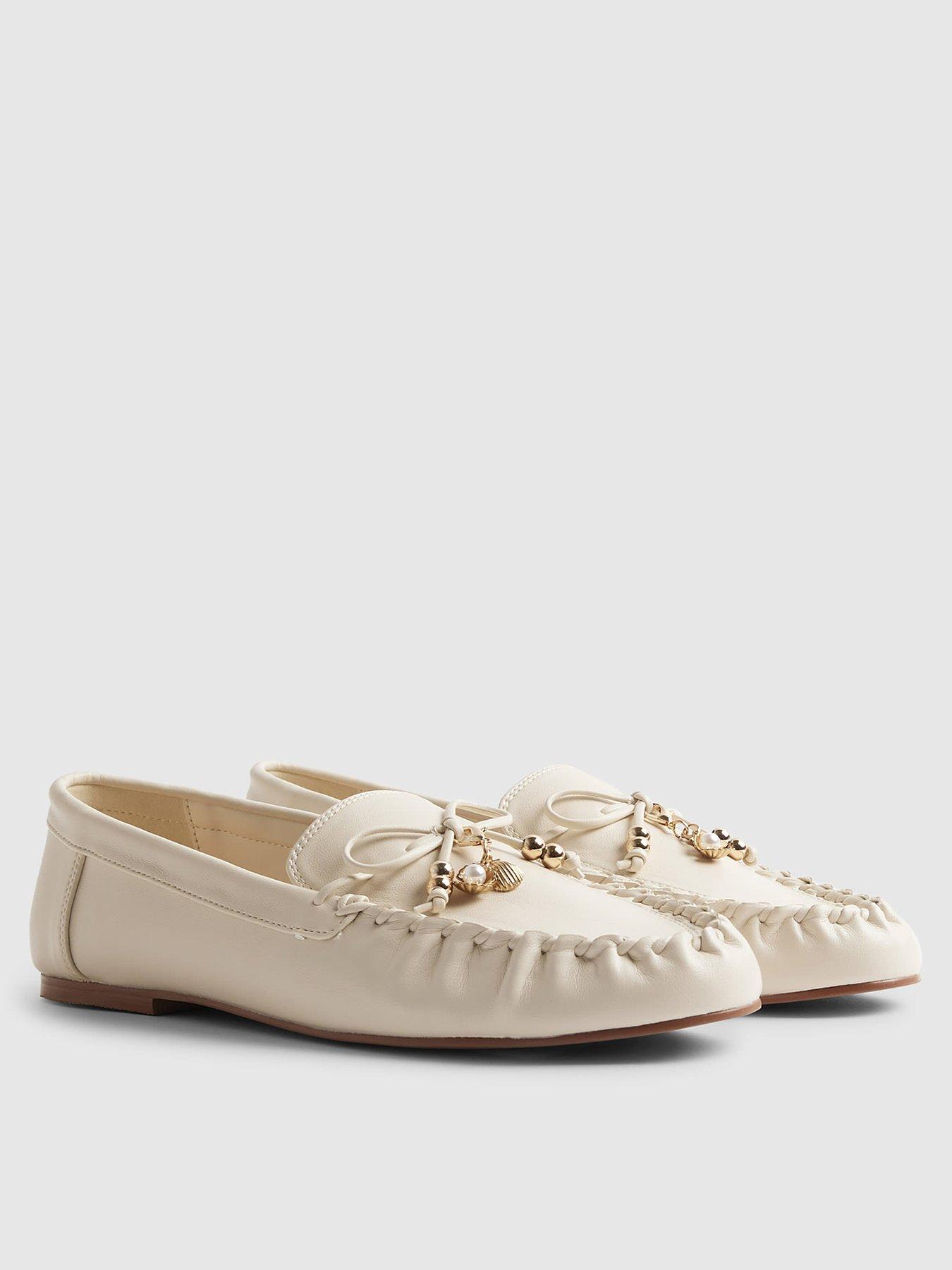 Image 2 of 5 of River Island Bow PU Moccasin Loafer - White