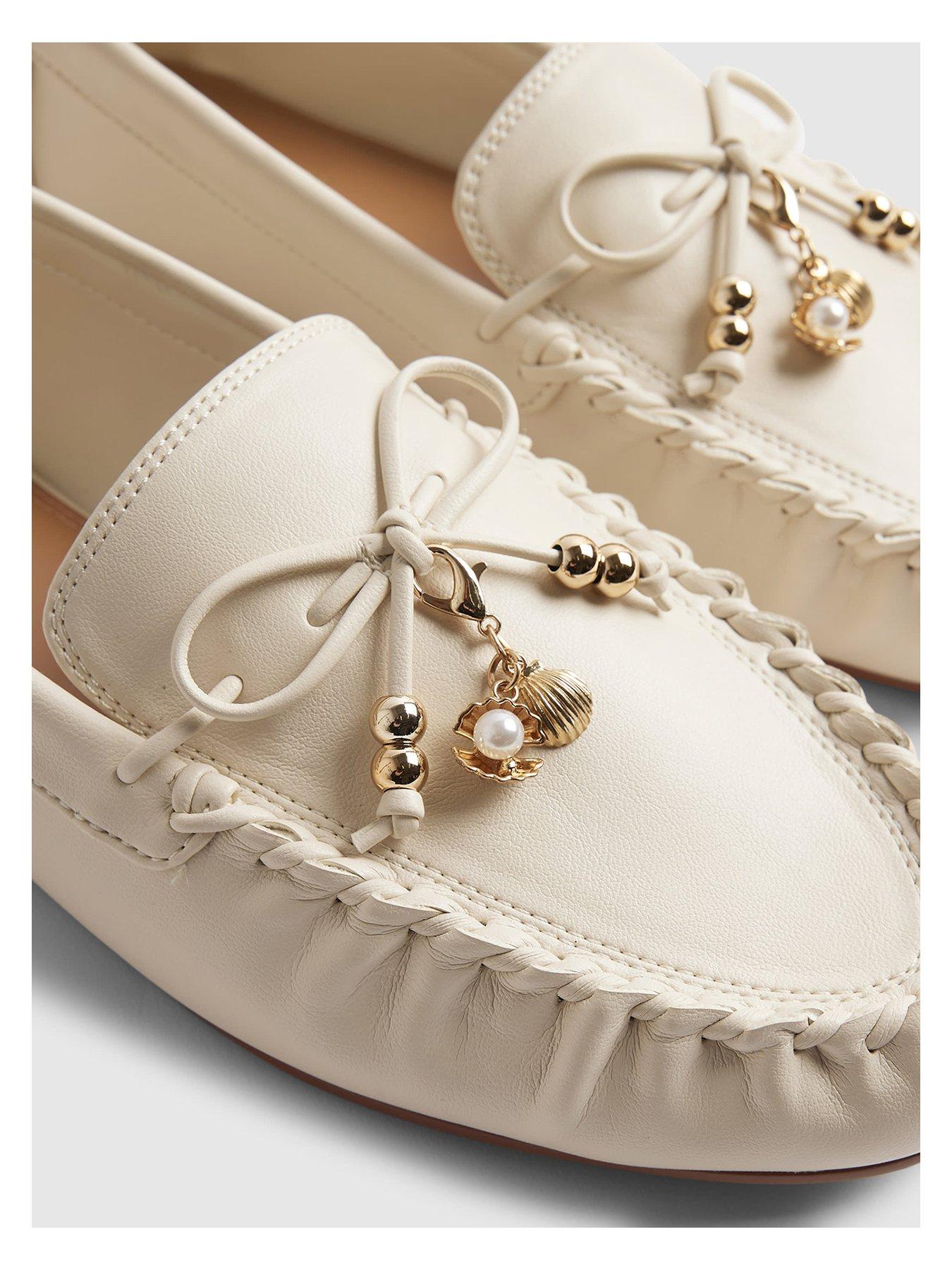 Image 5 of 5 of River Island Bow PU Moccasin Loafer - White