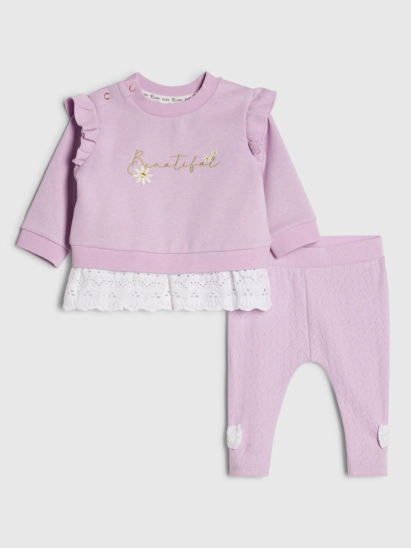 River Island Baby Girls Beautiful Sweatshirt Set - Purple