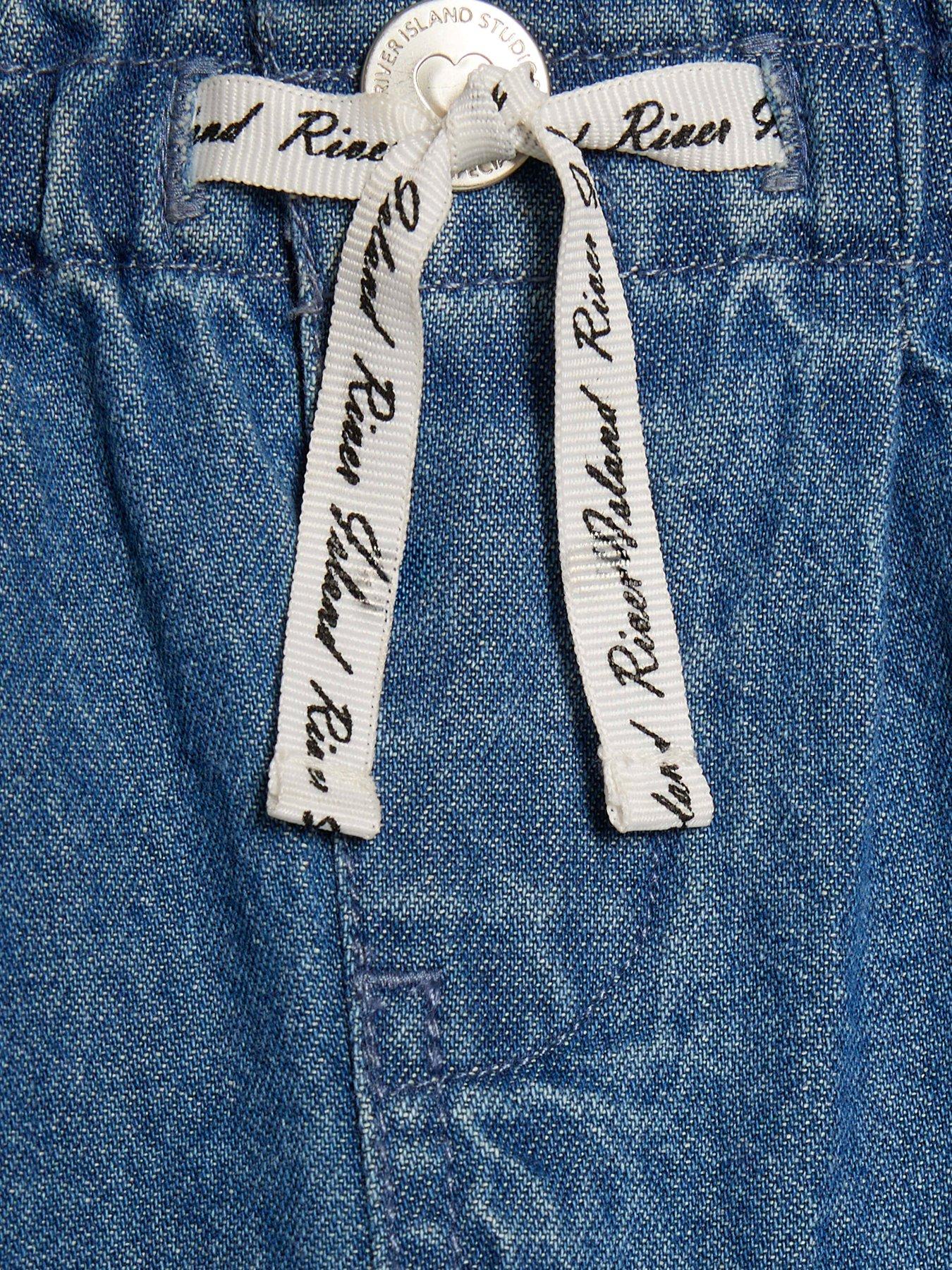 Image 3 of 4 of River Island Mini Girls Wide Leg Jeans - Blue