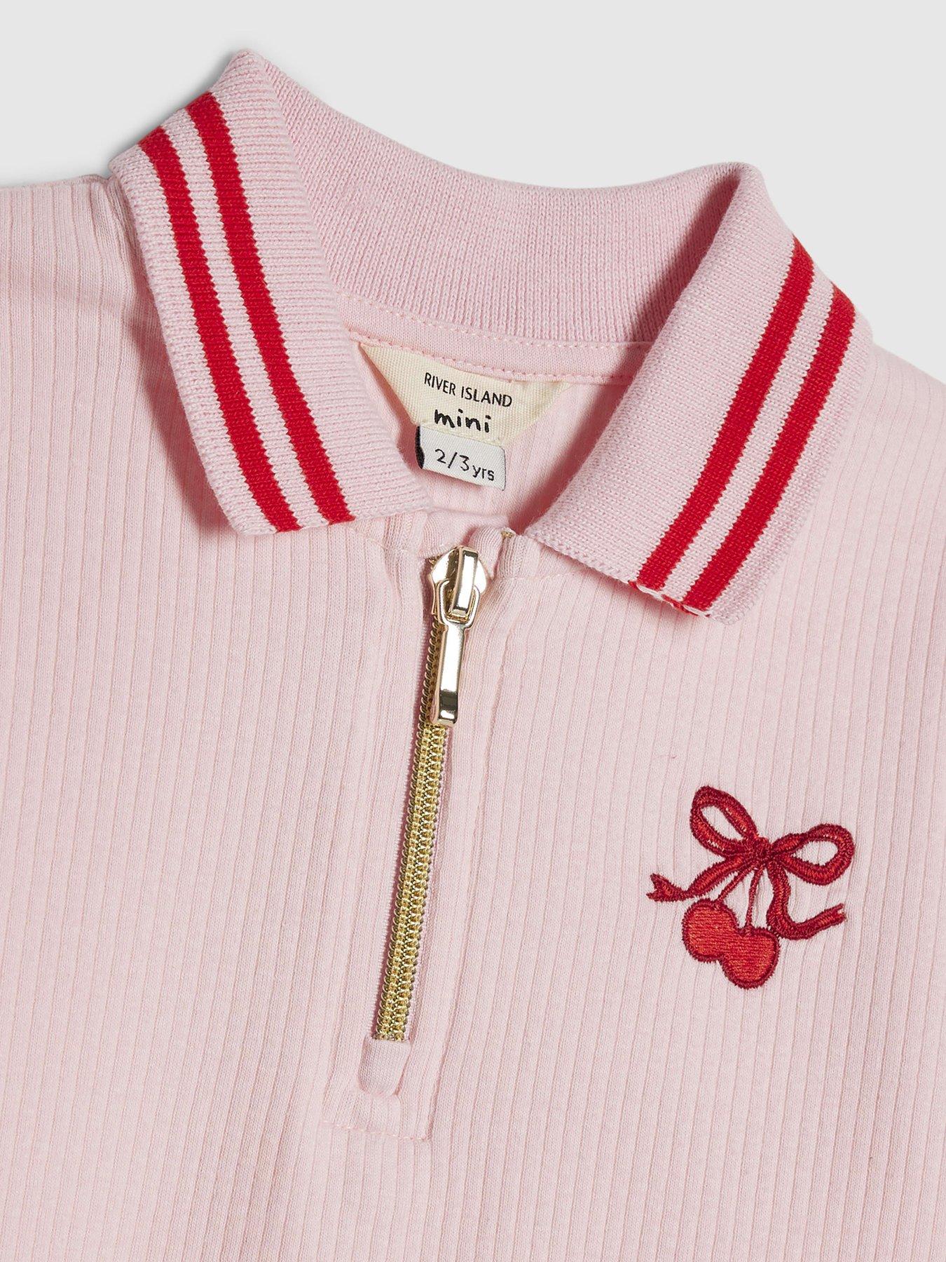 Image 4 of 4 of River Island Mini Girls Cherry Bow Leggings Set - Pink