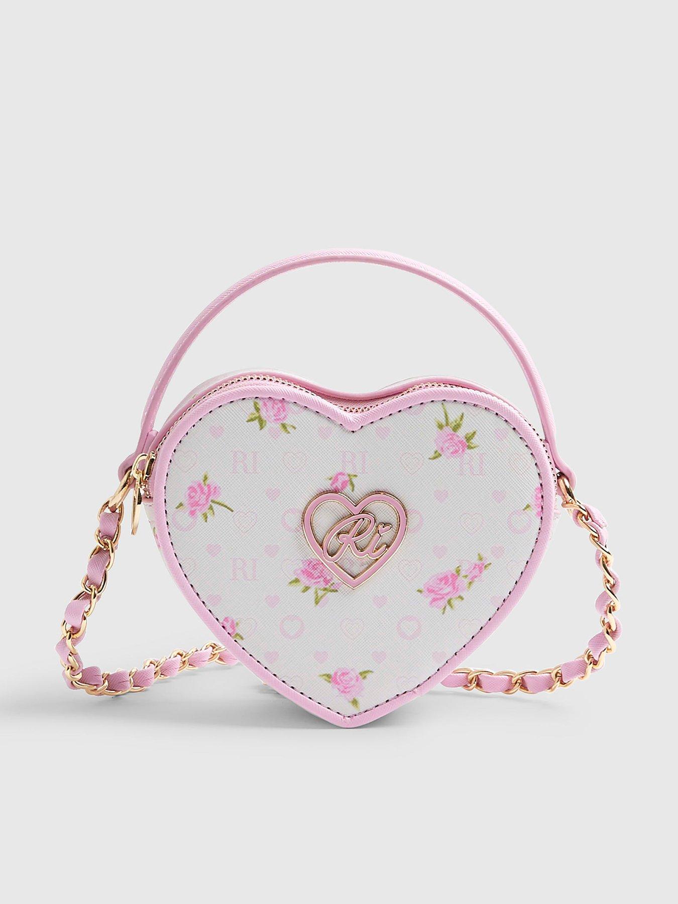 River Island Older Girls Ditsy Floral Heart Cross Body Bag - Pink