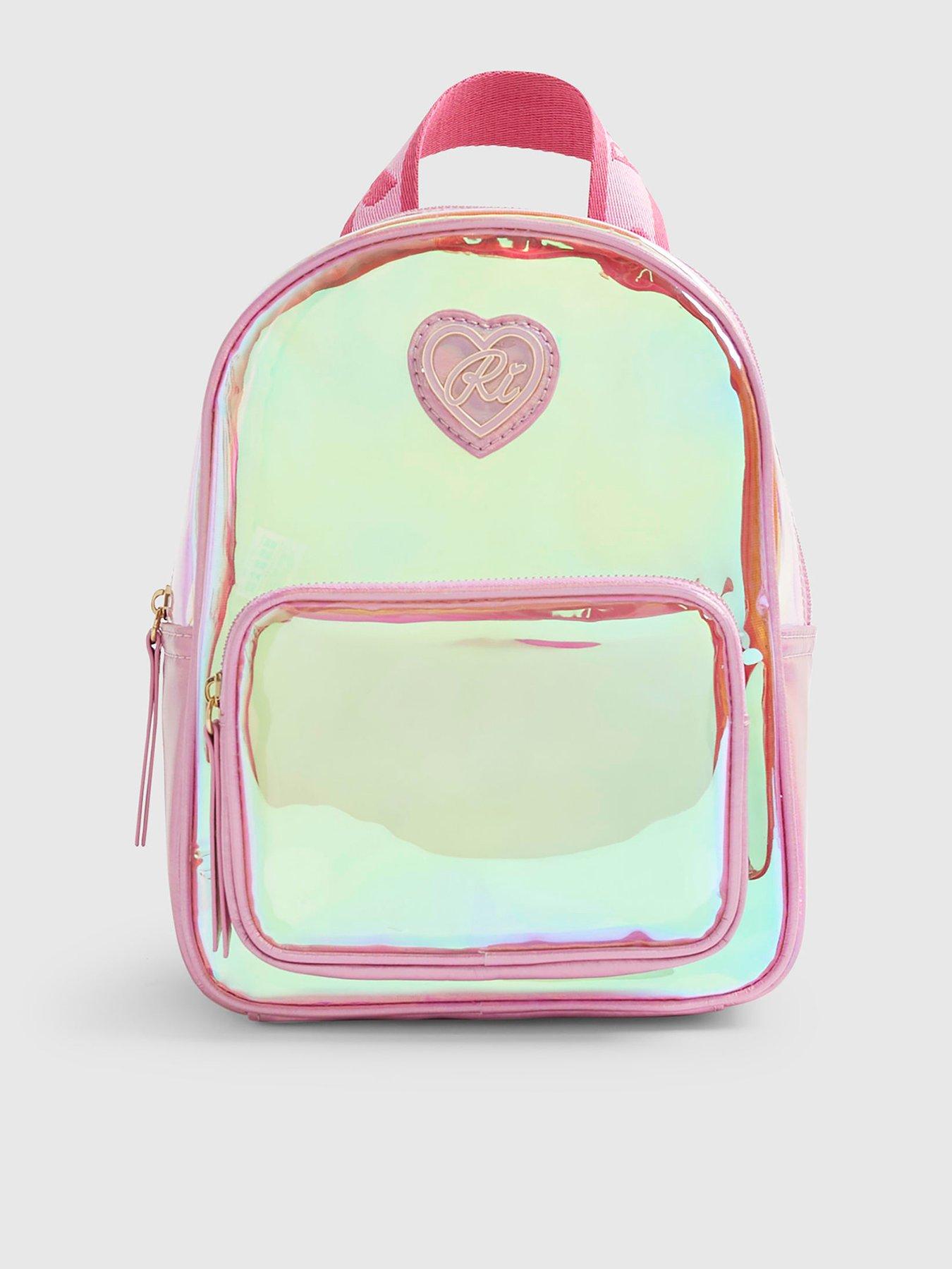 River Island Older Girls Jelly Heart Printed Backpack - Pink