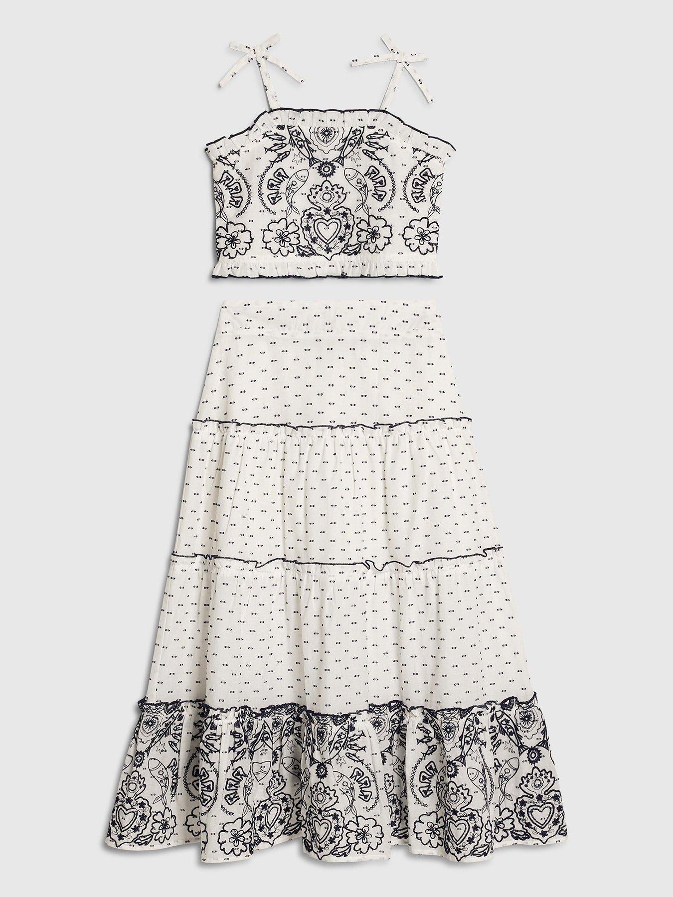 River Island Older Girls Printed Cami And Maxi Skirt Set - White