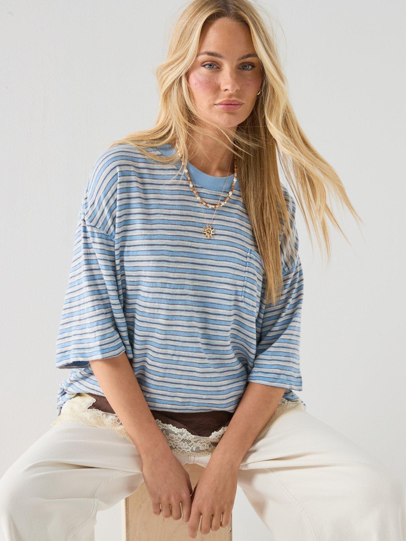 FREE PEOPLE All Love Stripe Pocket T-Shirt - Blue | Very