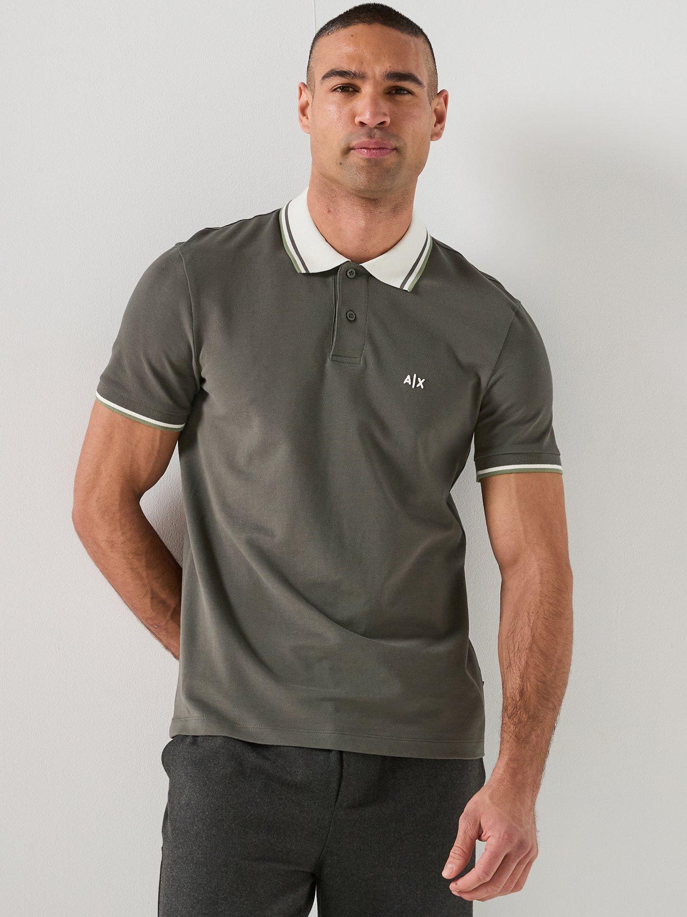Armani Exchange Logo Collar Slim Fit Polo Shirt - Dark Khaki