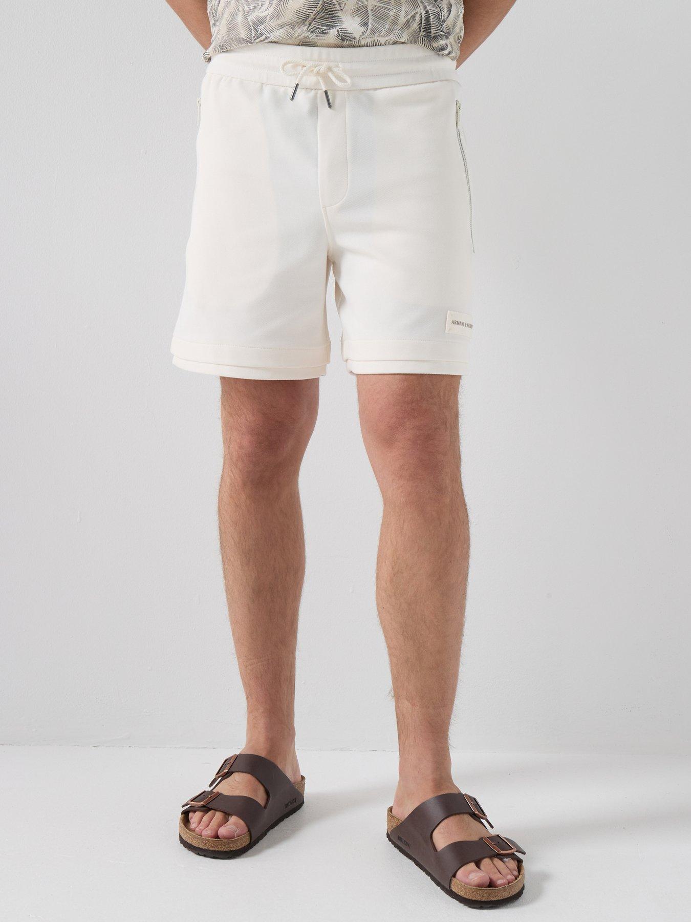 Armani Exchange Double Hem Jersey Shorts - Off White