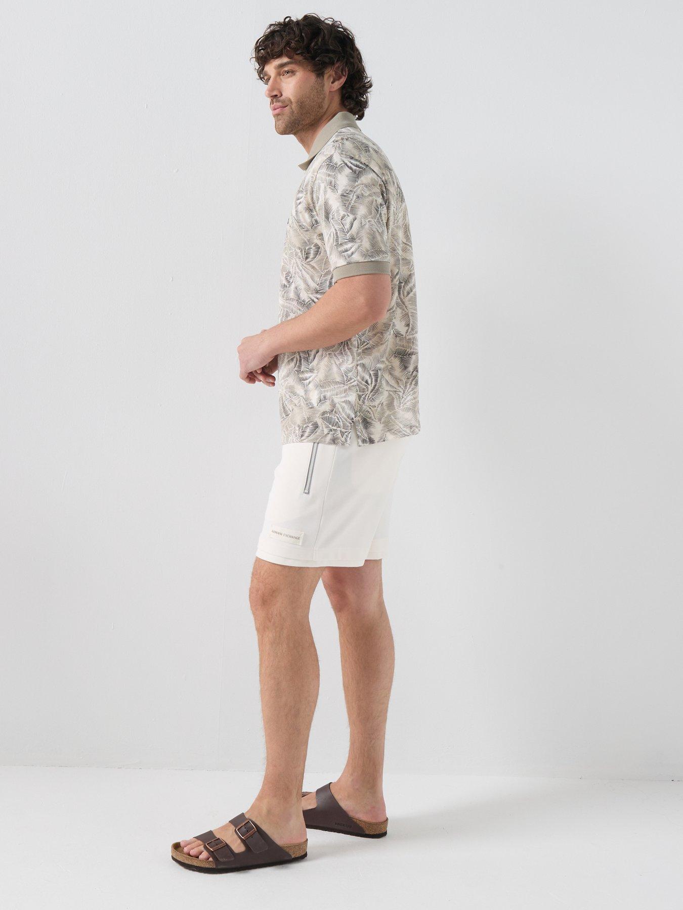 Image 3 of 5 of Armani Exchange Double Hem Jersey Shorts - Off White
