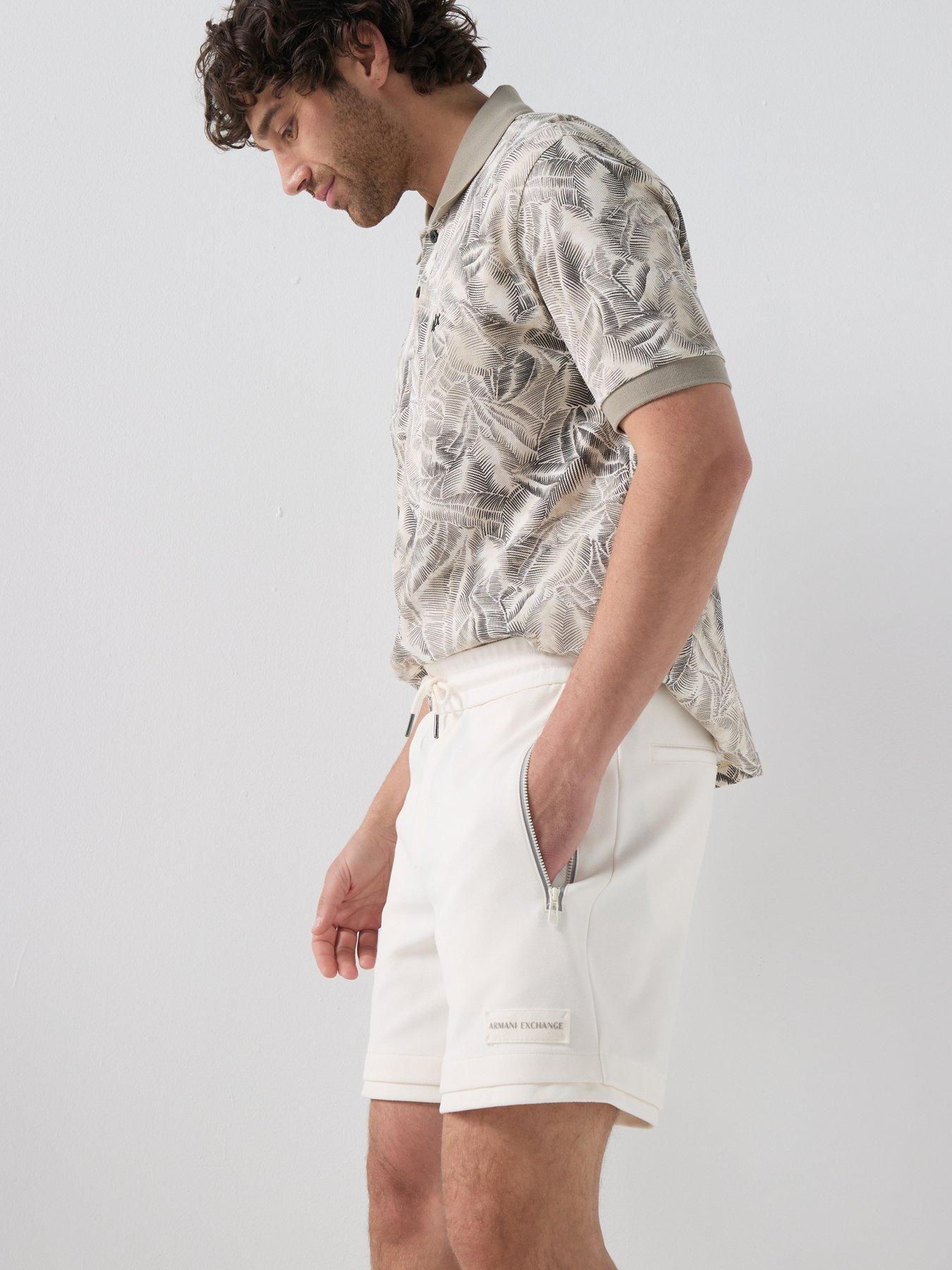 Image 4 of 5 of Armani Exchange Double Hem Jersey Shorts - Off White
