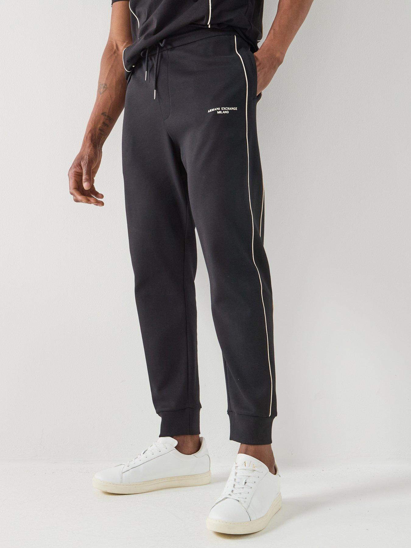 Armani Exchange Contrast Piping Joggers, Black, Size 2Xl, Men