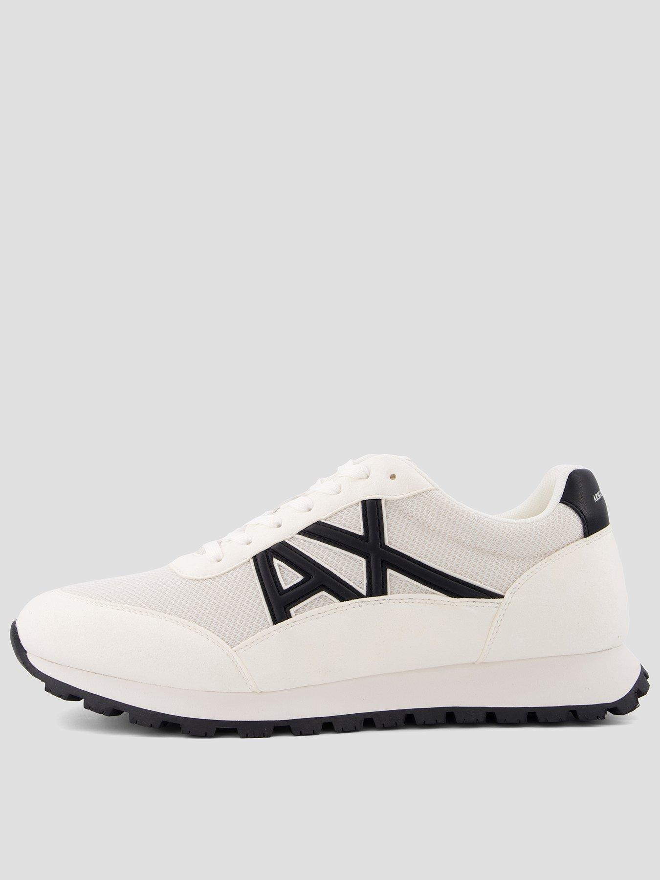 Armani Exchange Drop Logo Suede Runner Trainers - Off White